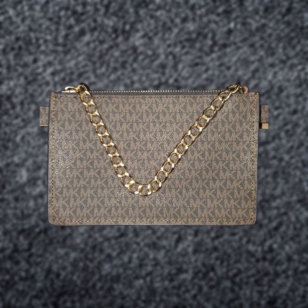 Michael Kors Michael Kors-Signature Logo Design-Adjustable Brown Belt Bag~Womens Size Medium Size ONE SIZE - 1 Thumbnail