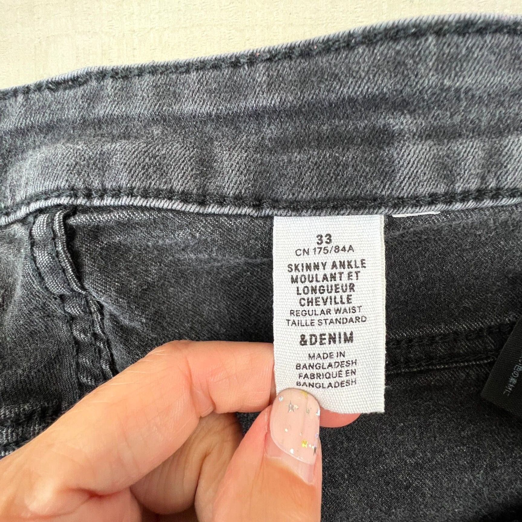 H&M H&M Womens Skinny Jeans 33 Faded Black Denim Mid Rise Stretch Ankle Size 24" / US 00 / IT 34 - 4 Thumbnail