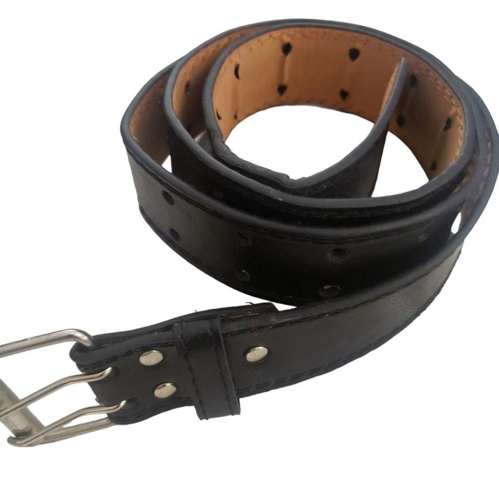 Designer Men's Double Prong Leather Belt 33'-40 Size ONE SIZE - 2 Thumbnail