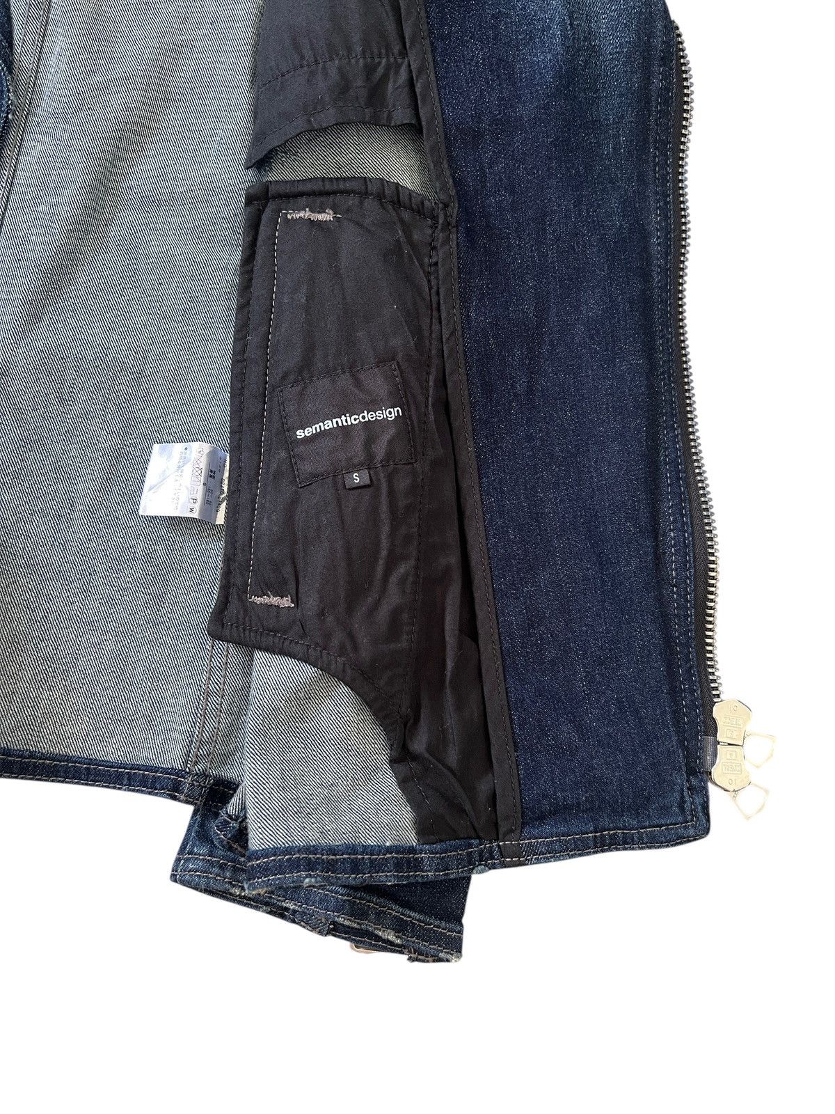 Japanese Brand Semantic Design Damaged Double Collar Denim Jacket Size US S / EU 44-46 / 1 - 13 Thumbnail