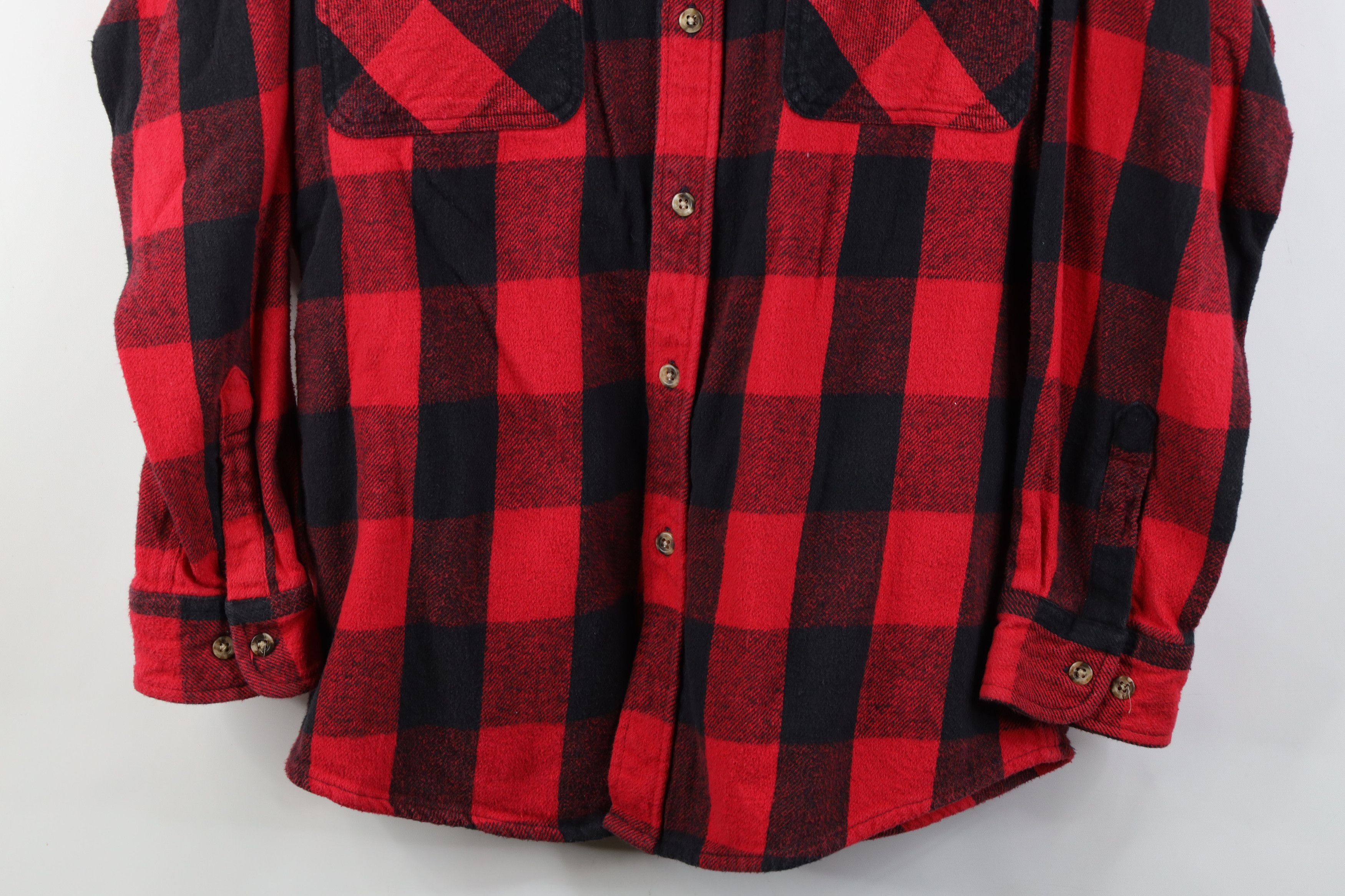 Vintage Vintage 90s Streetwear Heavyweight Button Shirt Red Plaid Size US L / EU 52-54 / 3 - 3 Thumbnail