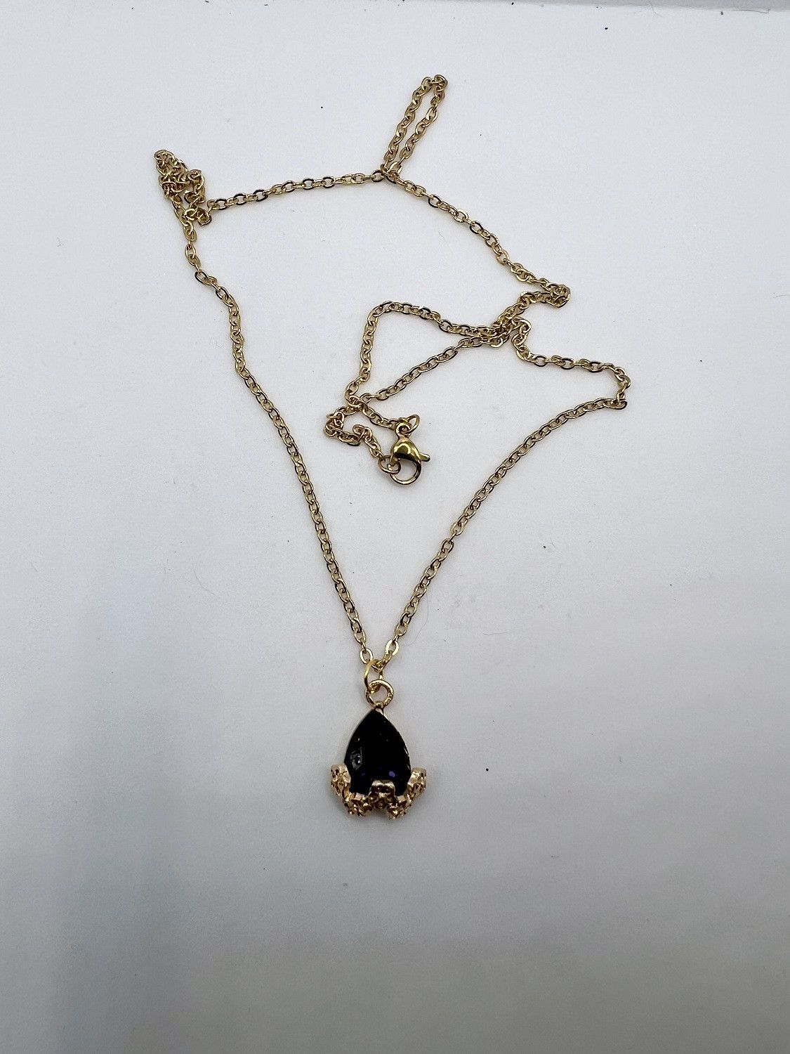 Handmade Dark Purple Cz Gold Chain Necklace Size ONE SIZE - 4 Thumbnail