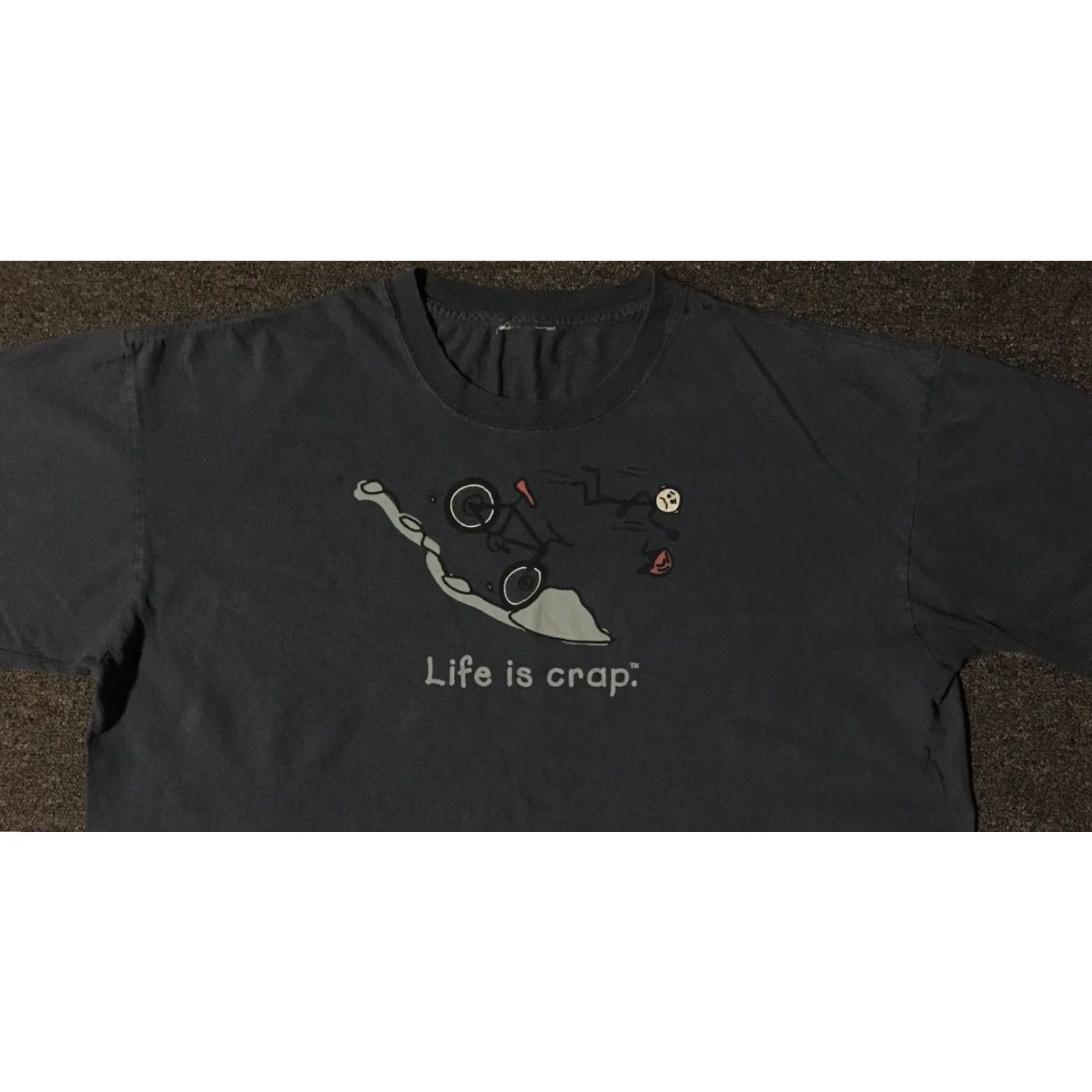 Alife Vtg Life Is Crap Faded Distress Biker Shirt XXL Funny Parody Joke Grunge Y2K 90s Shirt Mens 2XL Blue Humor 80s 90s Grunge Comedy Joke Vintage Size US XXL / EU 58 / 5 - 6 Thumbnail
