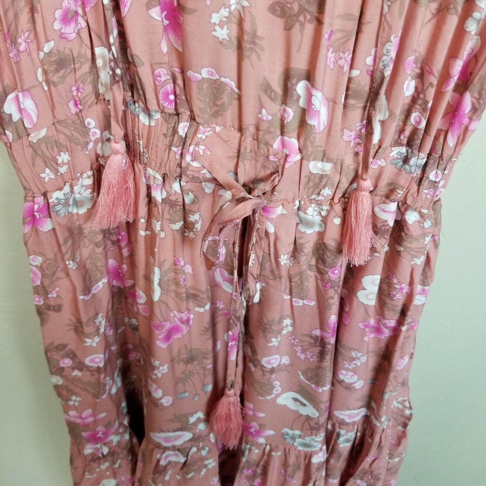 Lululemon Lulu's Womens S Pink Floral Short Sleeve Midi Dress Cottage Size S / US 4 / IT 40 - 6 Thumbnail