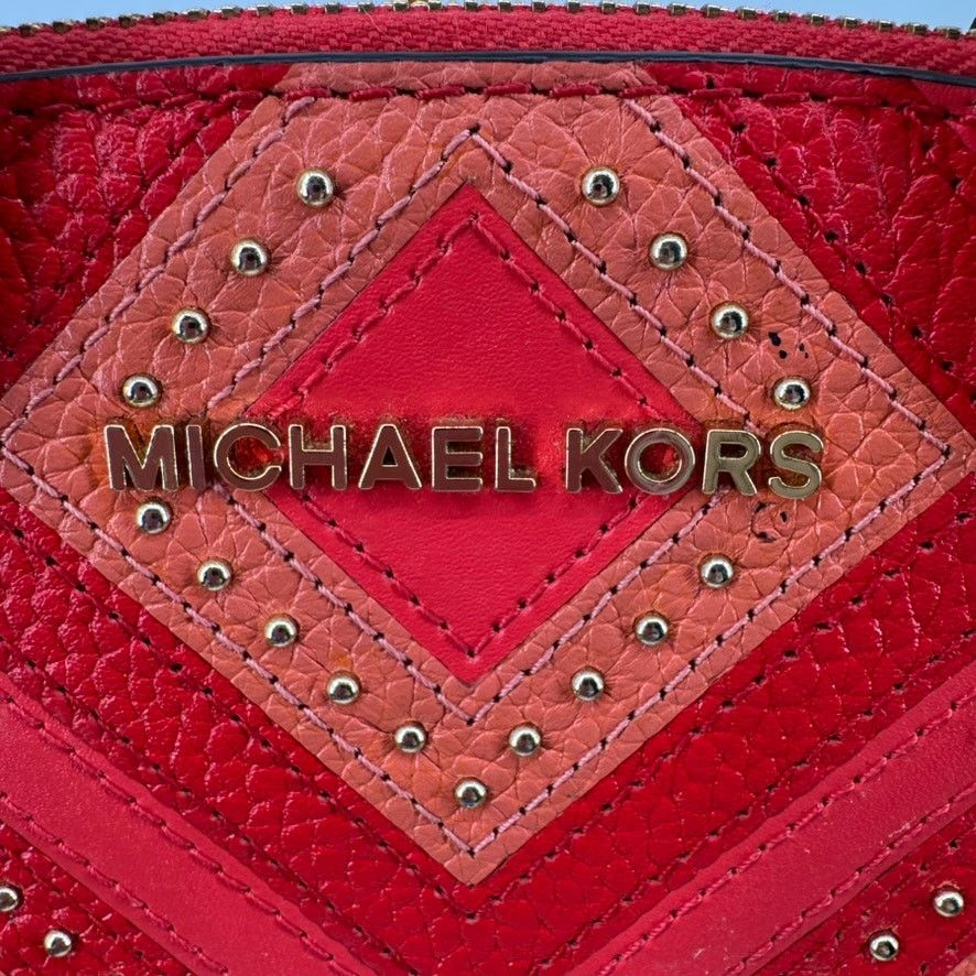 Michael Kors Michael Kors Riley Red Studded Leather Satchel MK Charm Bag Size ONE SIZE - 3 Thumbnail