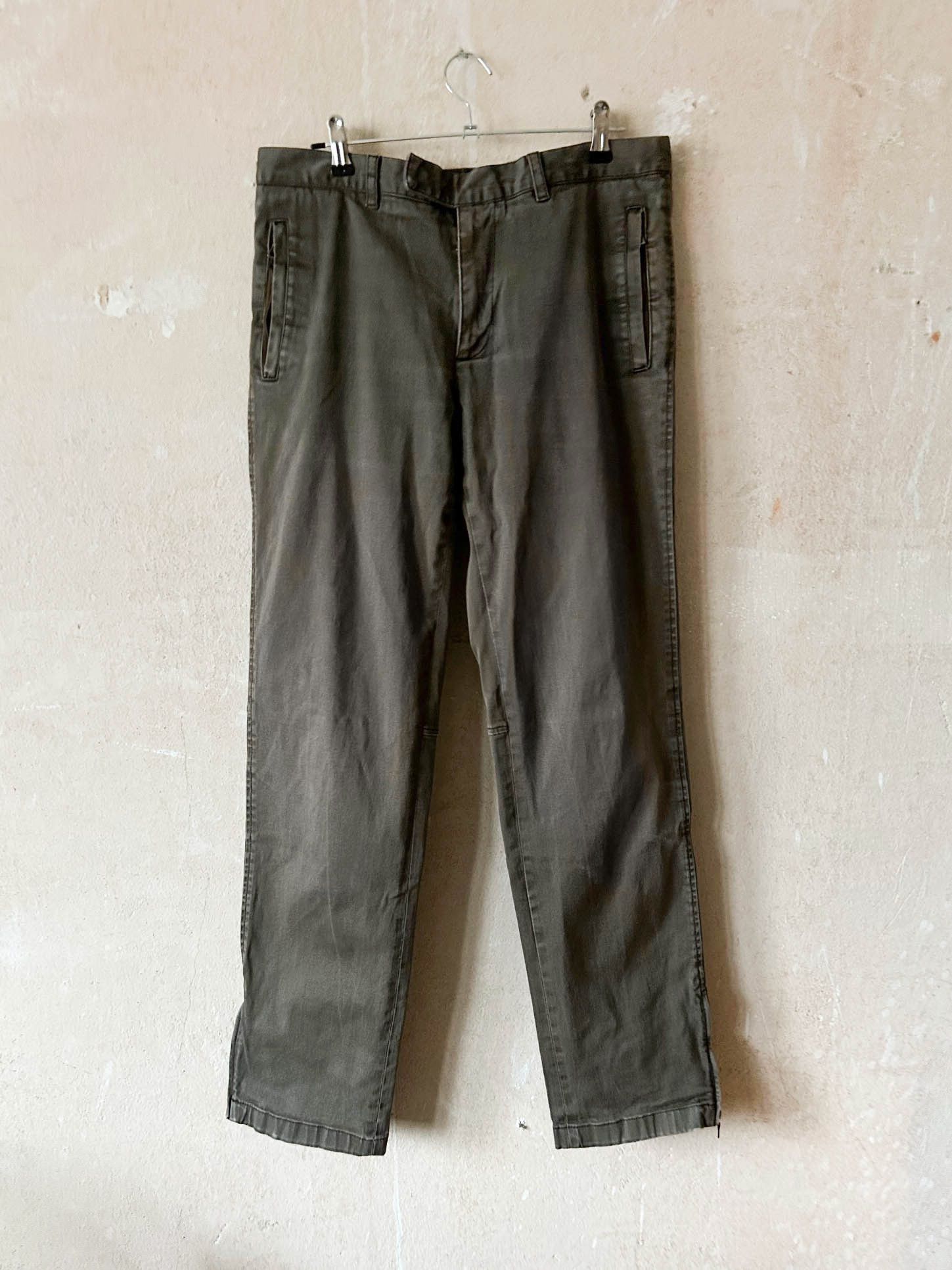 image of Prada Zip Trousers in Khaki, Men's (Size 30)