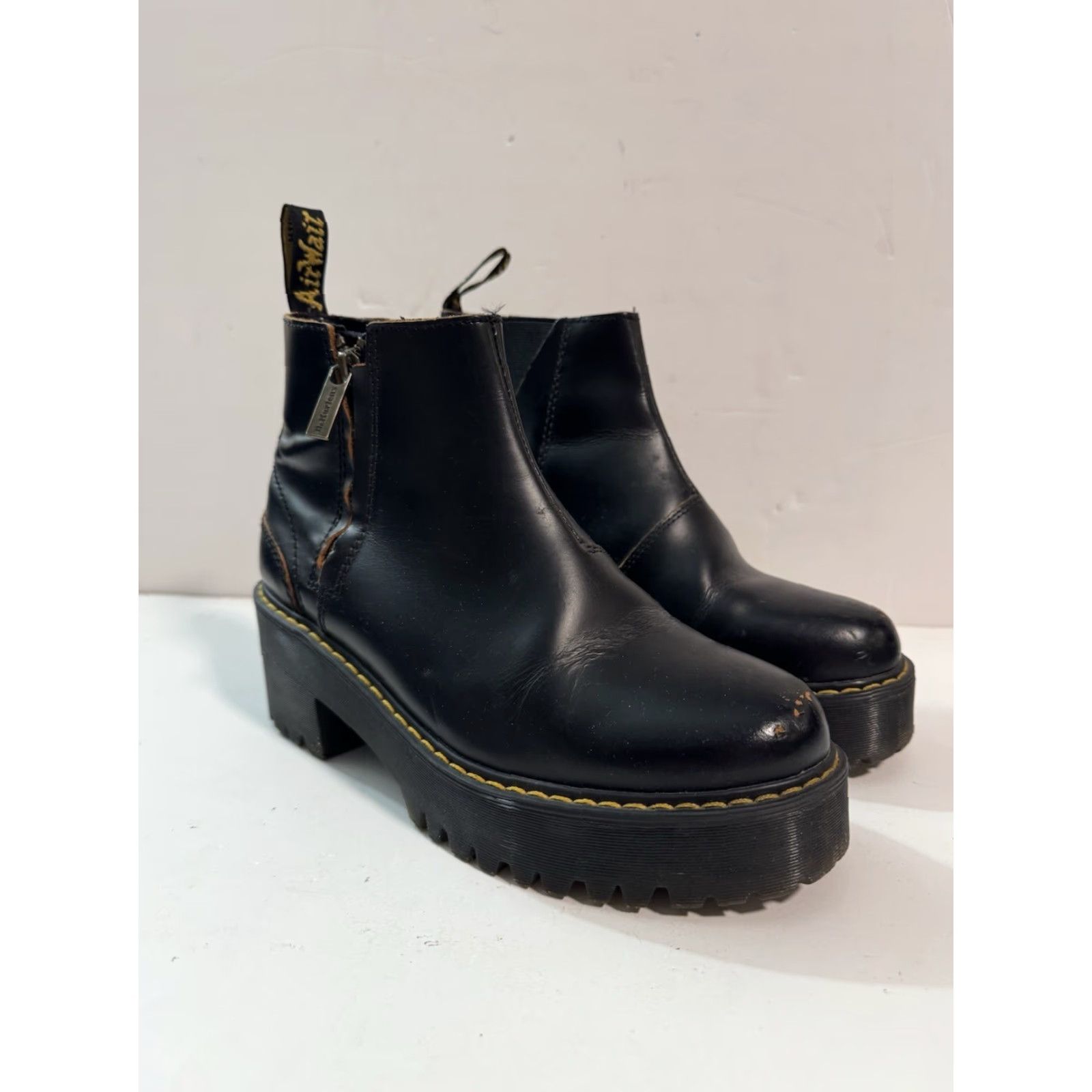 Dr. Martens Dr. Martens Boots Women US 7 Black Smooth Leather Platform Chunky Zip Rometty II Y2K Size US 5 / IT 35 - 2 Thumbnail