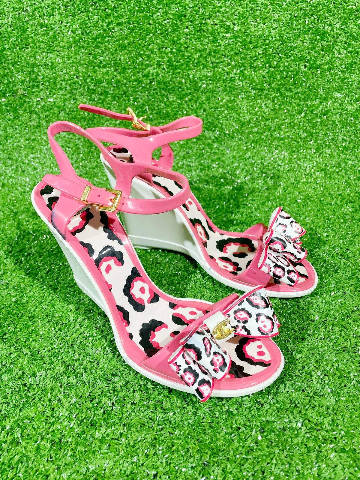 Designer × Just Cavalli Just Cavalli Rubber Heel Sandals Pink Panthers Style Size 37 Size US 7 / IT 37 - 2 Thumbnail