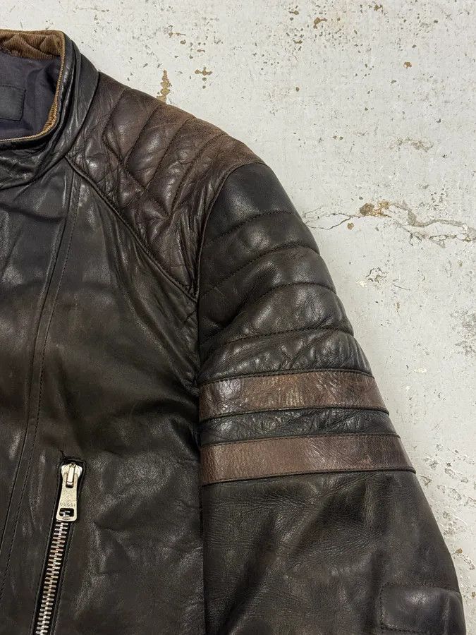 Gucci 2000s Gucci Brown Asymmetrical Zip Biker Leather Jacket Size US M / EU 48-50 / 2 - 9 Thumbnail