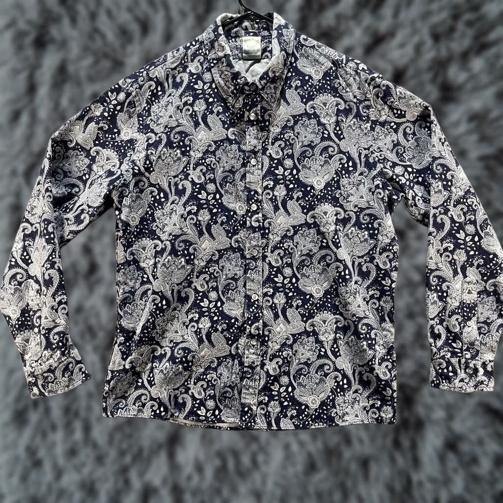 Brooks Brothers Brooks Brothers Shirt Mens Large Blue White Paisley Milano Button Down Long Sleeve Dress Size 42R - 1 Thumbnail
