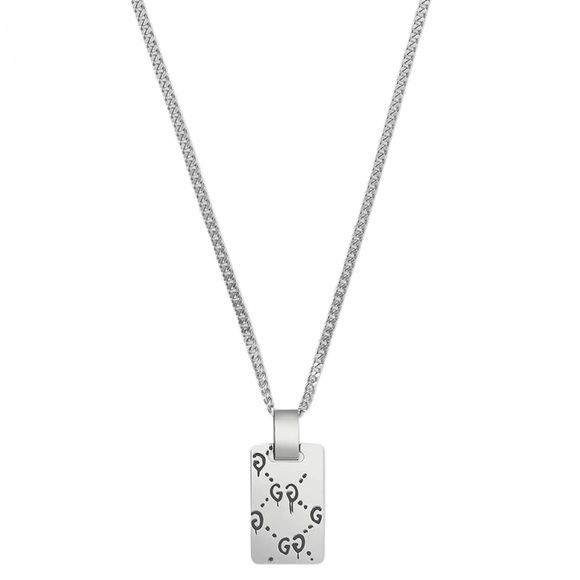 image of Guccighost Silver Pendant Necklace, Men's (Size 28)