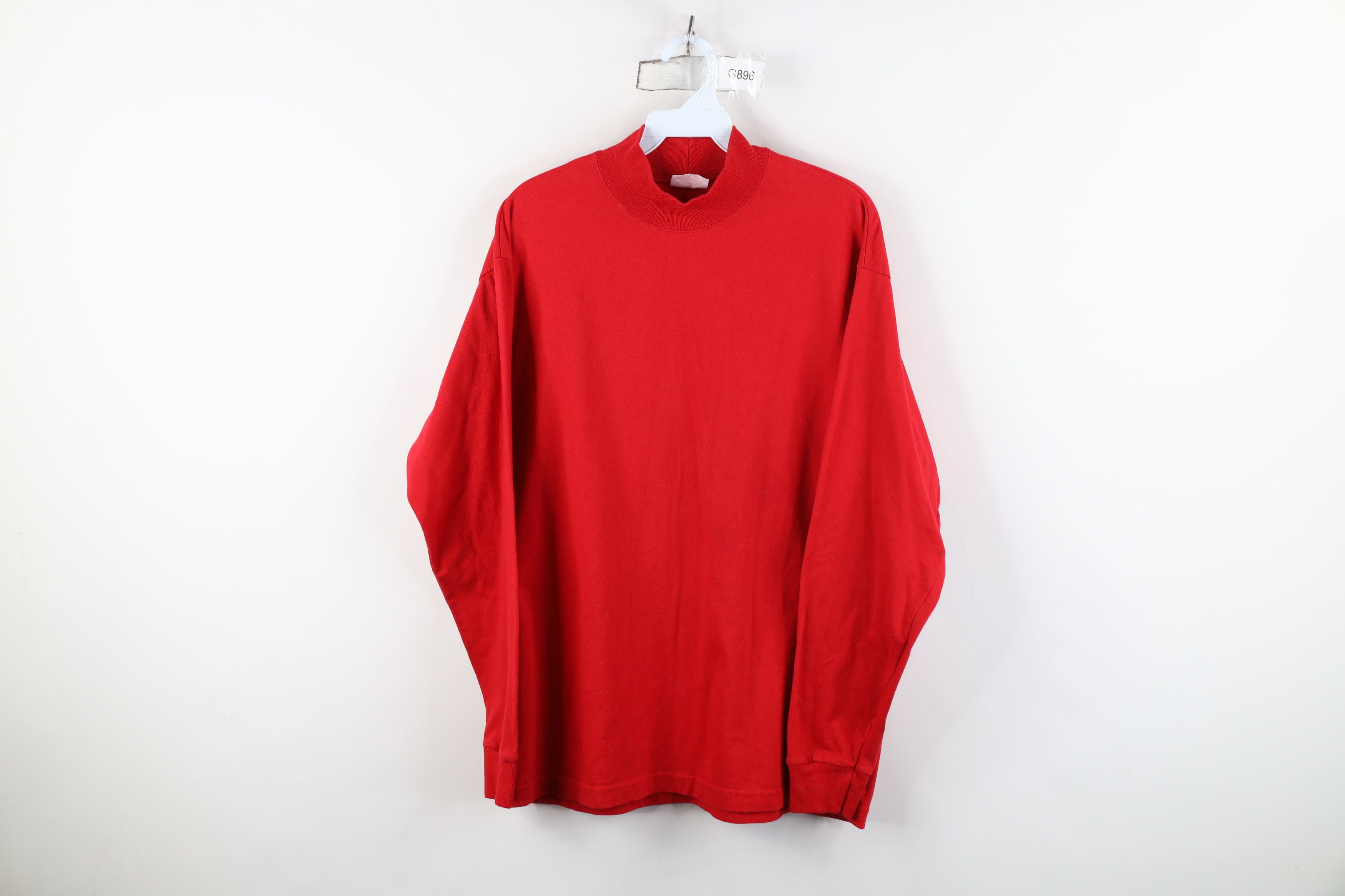 Vintage Vintage 90s Streetwear Mock Neck Long Sleeve T-Shirt Red USA Size US XL / EU 56 / 4 - 1 Thumbnail
