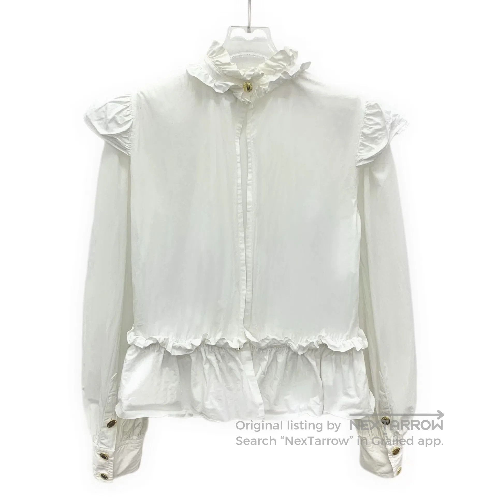 Ganni Ganni White lace design cotton long sleeve shirt| Size XS / US 0-2 / IT 36-38 - 2 Thumbnail