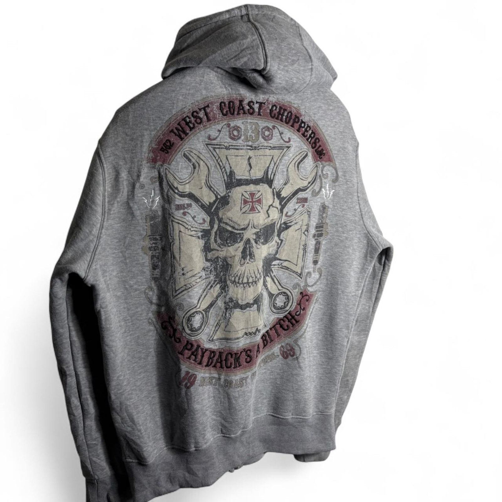 West Coast Choppers Vintage west coast choppers grey full zip hoodie skull y2k M Size US M / EU 48-50 / 2 - 2 Thumbnail