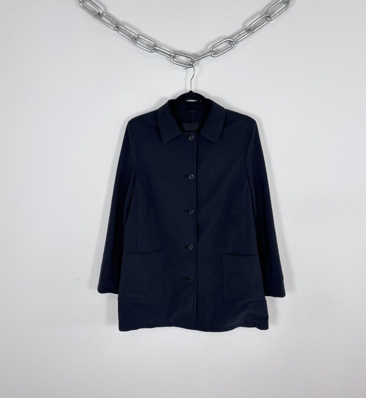Prada Prada Men’s Navy Blue Stretch Trench Coat Chore Jacket Size US S / EU 44-46 / 1 - 1 Thumbnail