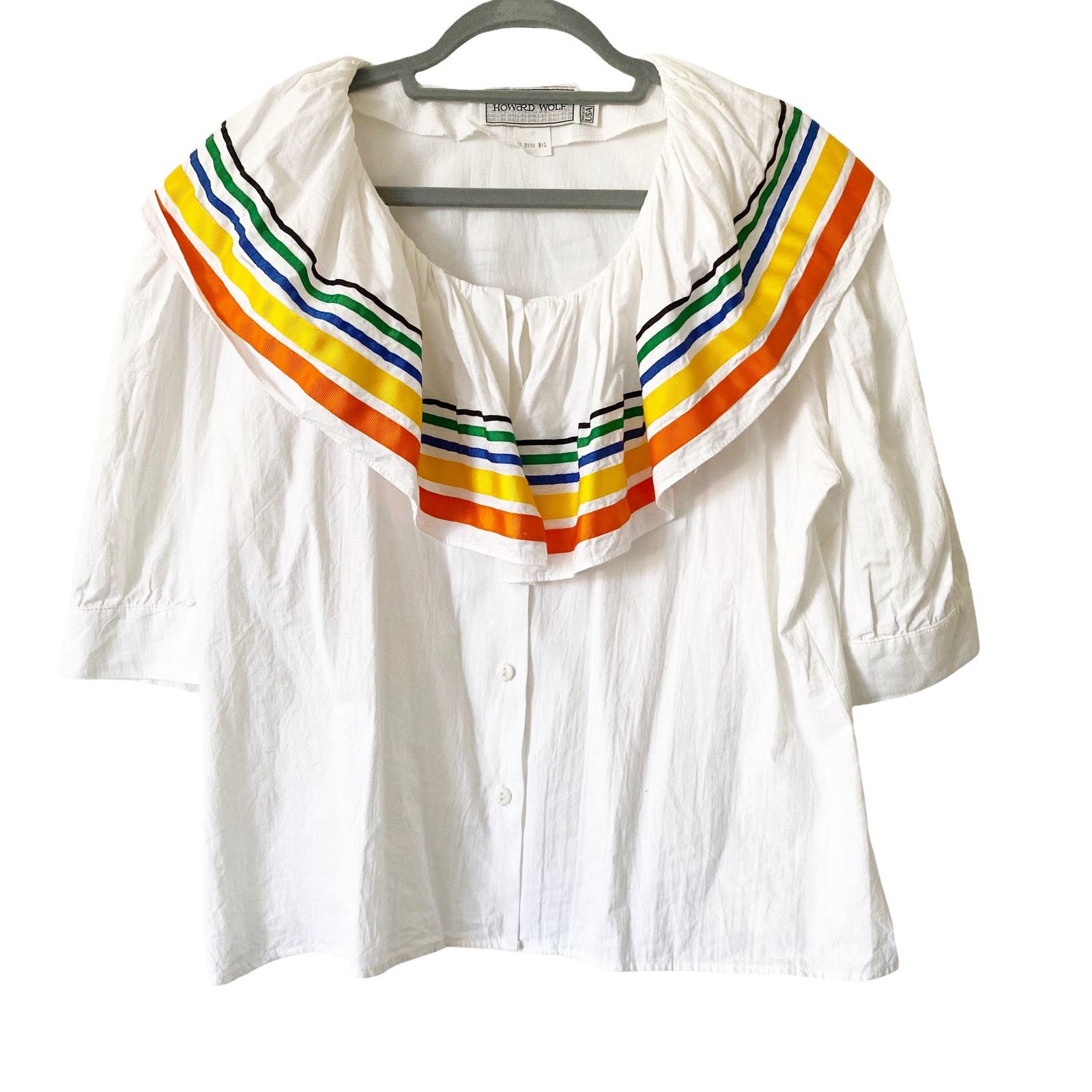 Vintage Vintage Howard Wolf Mexican Ruffle Collar Skirt Set Size XL / US 12-14 / IT 48-50 - 7 Thumbnail