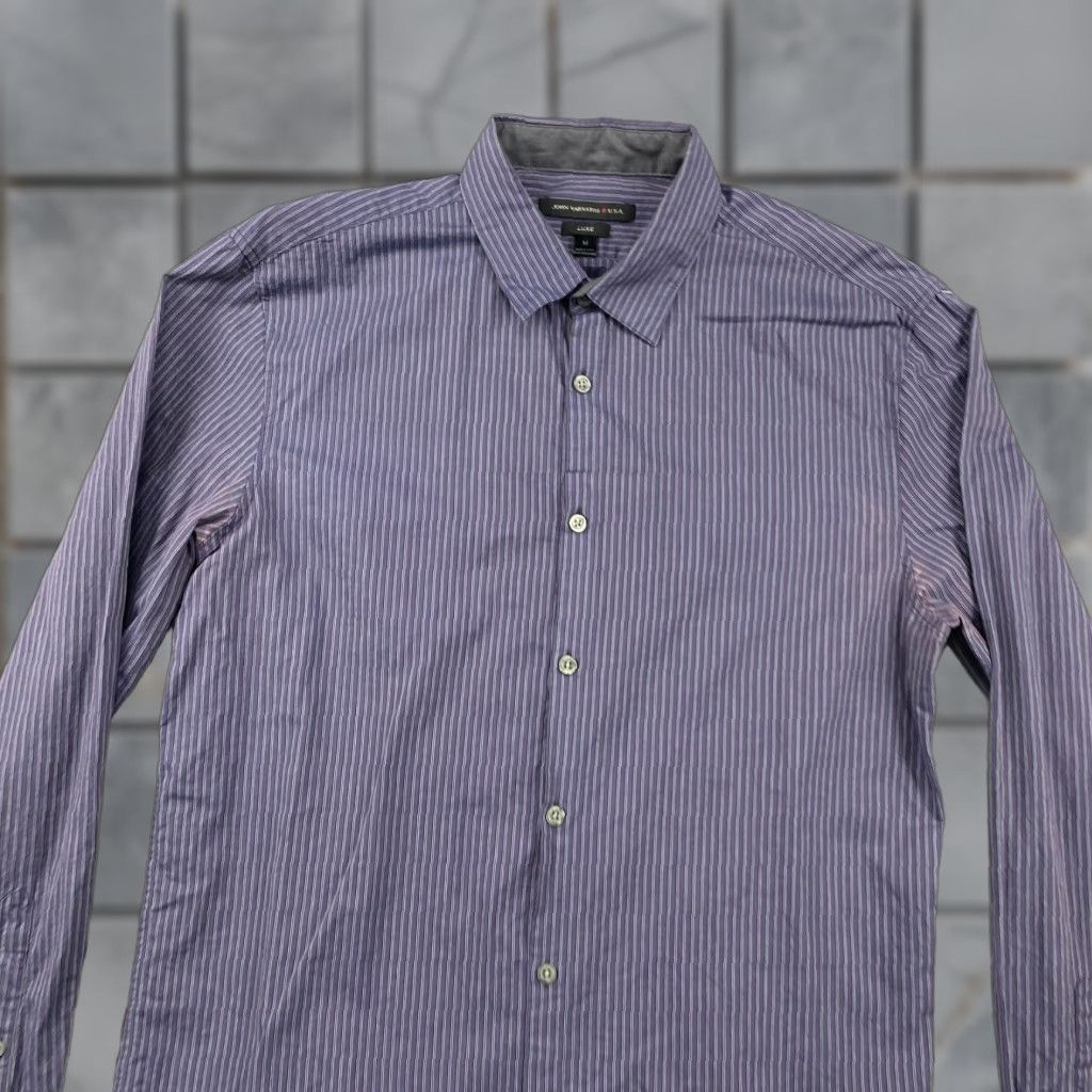 John Varvatos John Varvatos USA Luxe Button-Up Shirt Mens Medium M Blue Striped Long Sleeve Size US M / EU 48-50 / 2 - 1 Thumbnail
