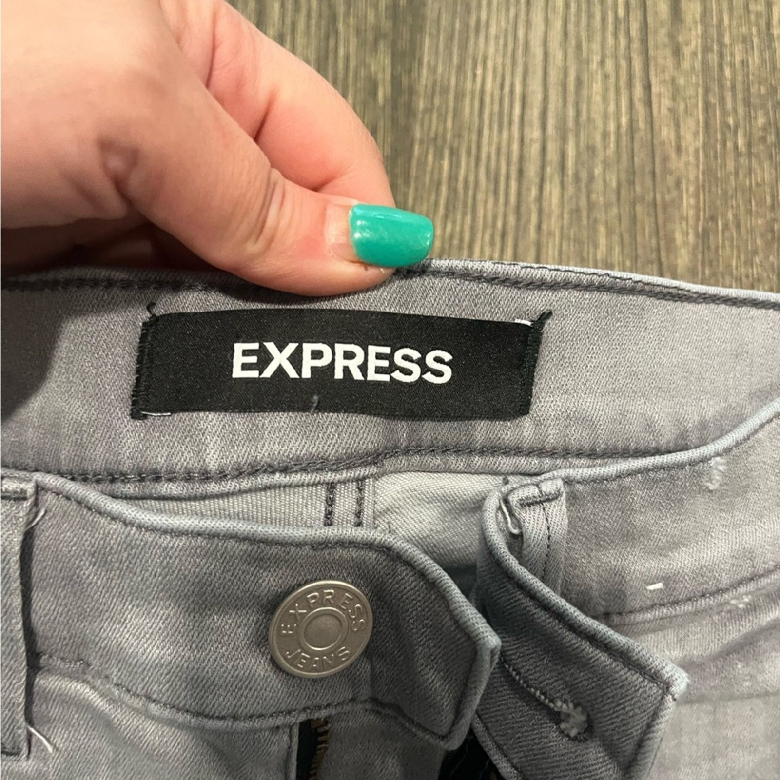 Express Express Ankle Legging Jeans Stretch Denim Raw Hem Grey 4L Size 27" / US 4 / IT 40 - 7 Thumbnail