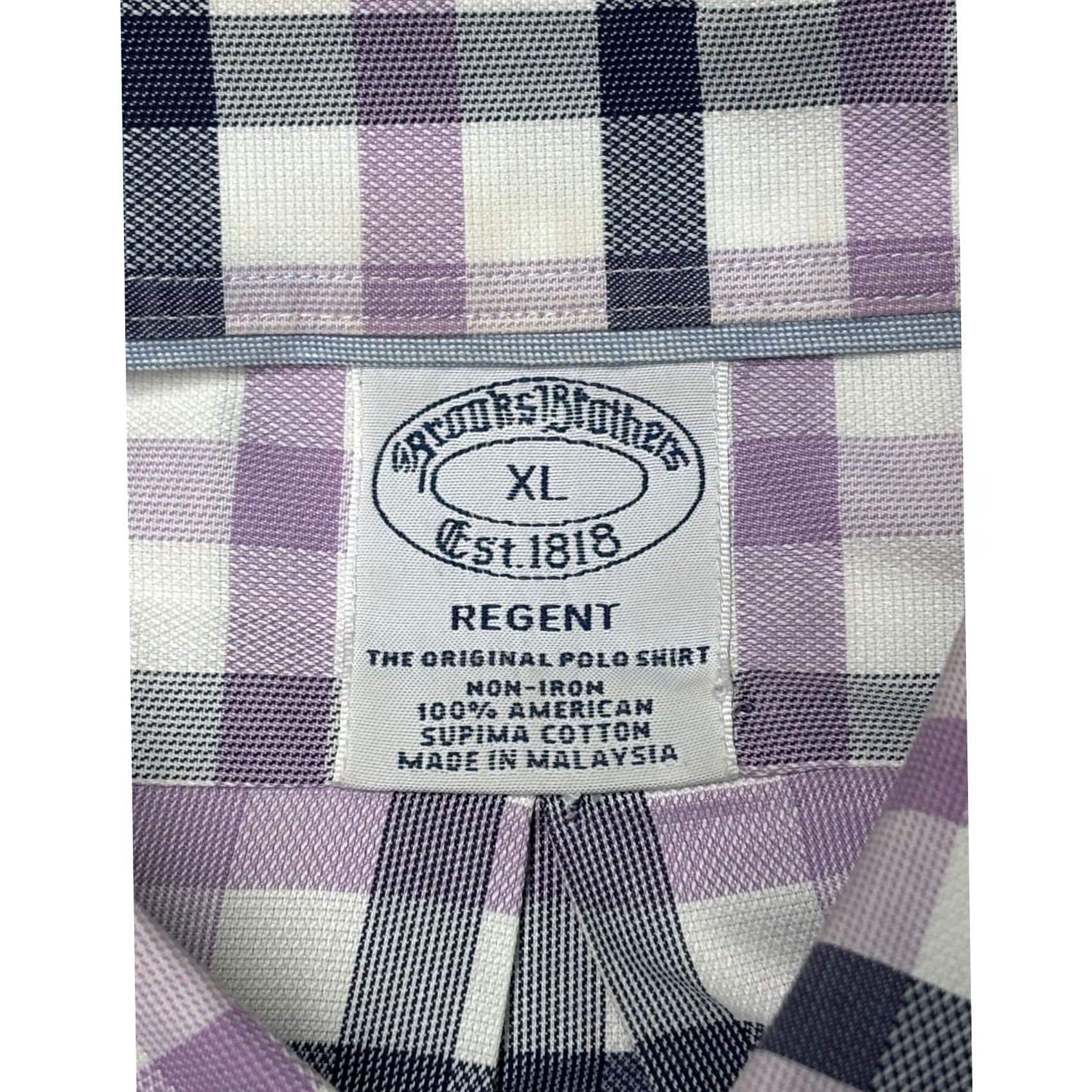 Brooks Brothers Brooks Brothers Regent Non-Iron Supima Cotton Shirt XL Purple Navy Check Mens XL Button-Up, Long Sleeve, Button-Down Collar Size US XL / EU 56 / 4 - 4 Thumbnail