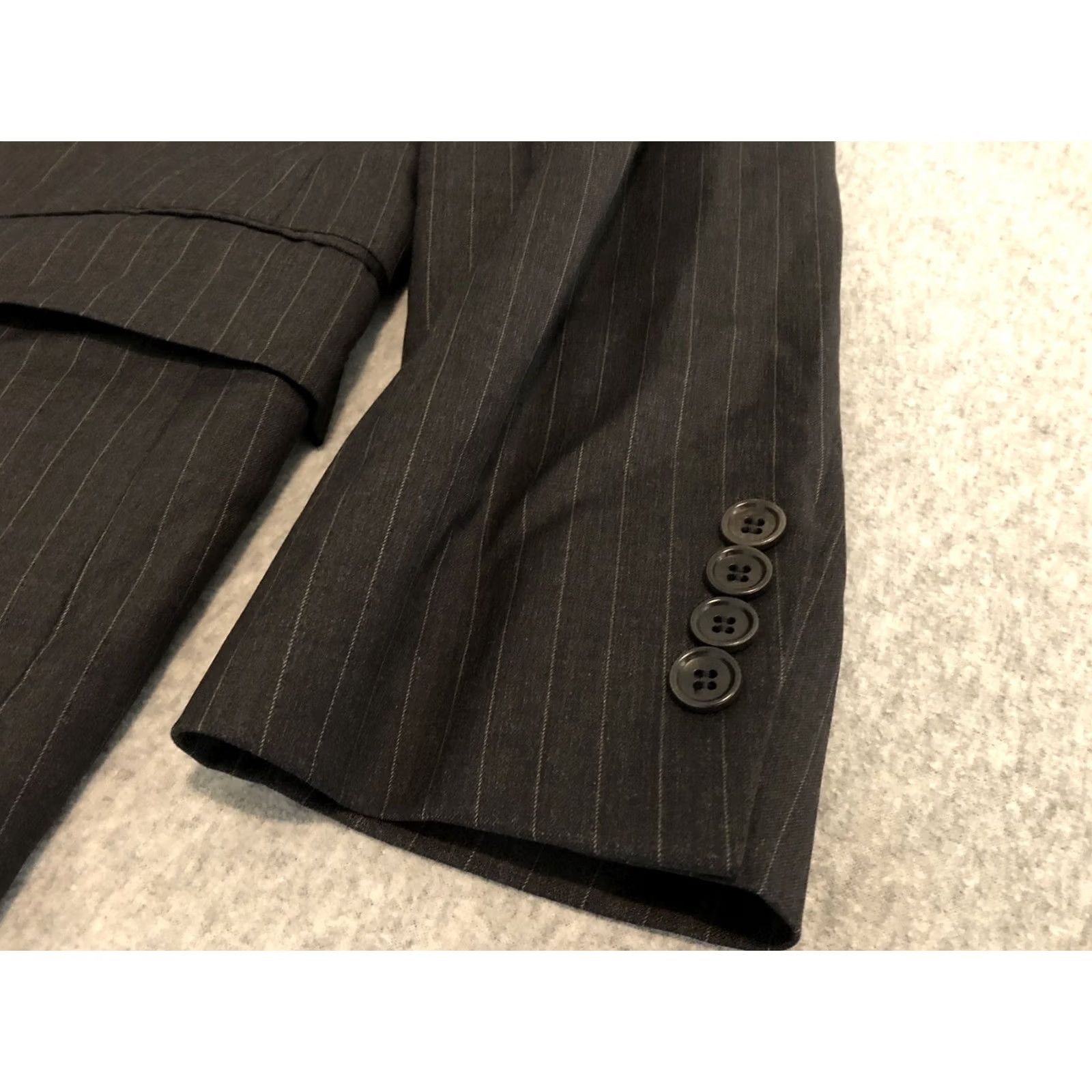 Brooks Brothers Brooks Brothers 1818 Regent Striped Blazer Jacket Regular 42R Wool Charcoal Black Two Button Mens Suit Jacket Size 42R - 7 Thumbnail