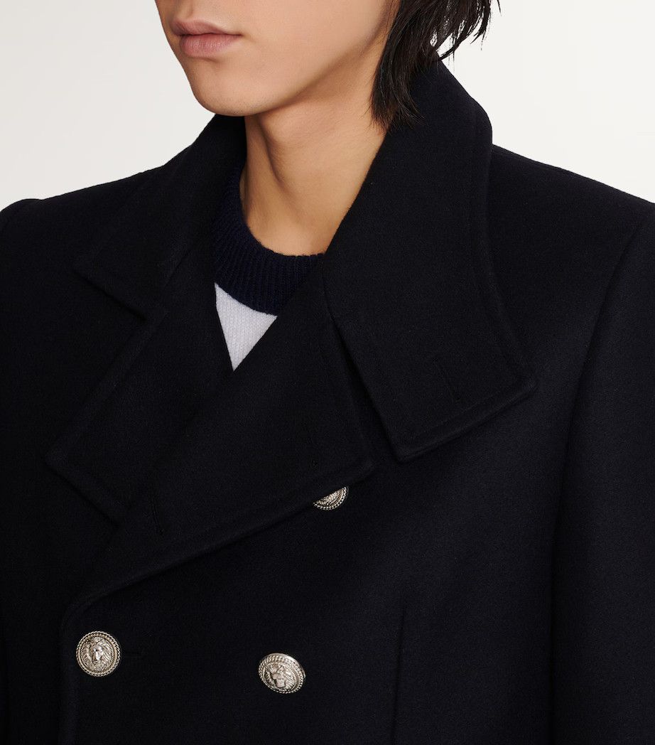 Balmain o1mt1gz0126 Wool Officer Coat in Black Size US XL / EU 56 / 4 - 5 Thumbnail