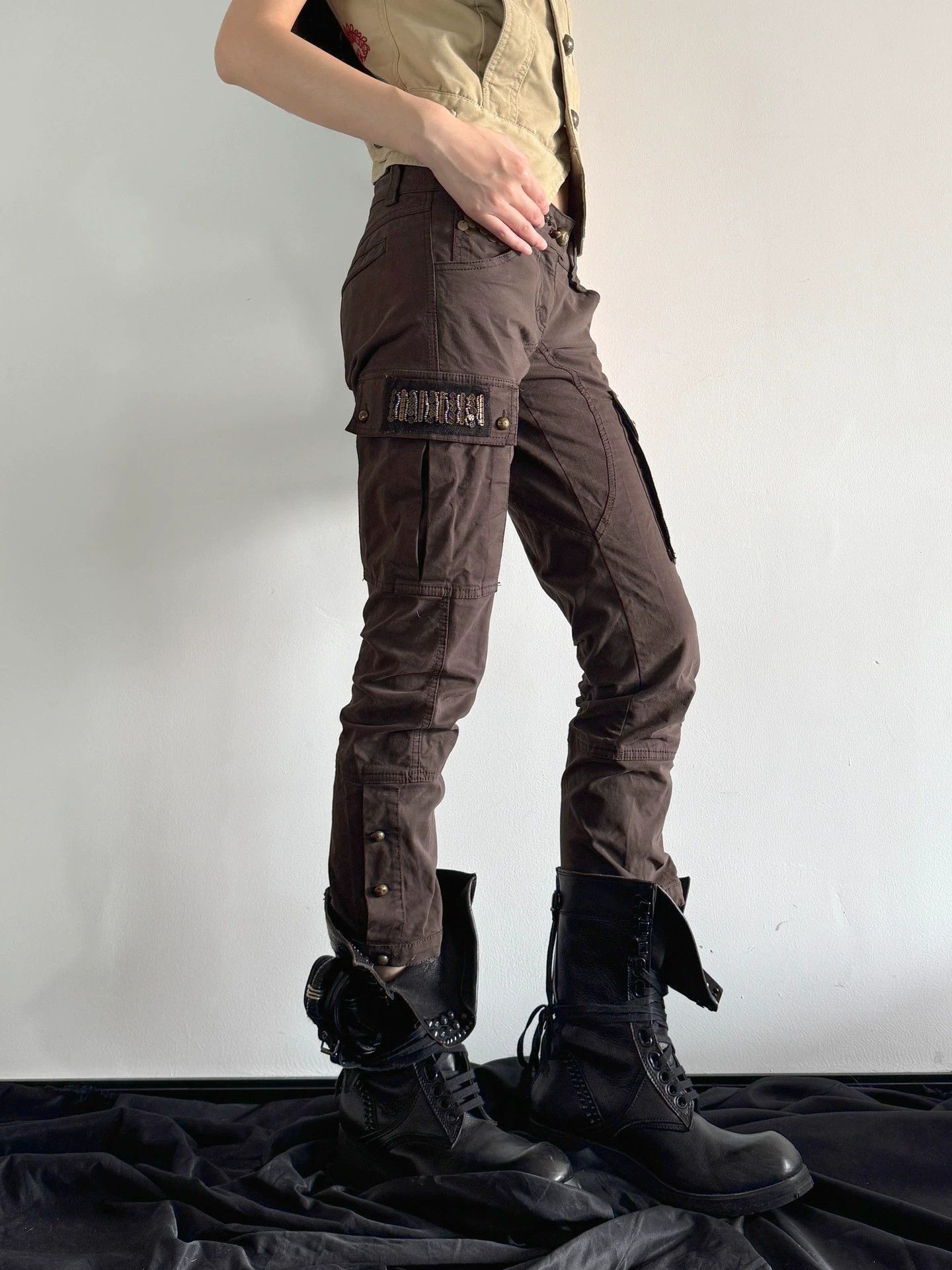 Vintage Vintage Italian Beaded Fitted Low-Rise Crop Pants Size 25" / US 0 / IT 36 - 4 Thumbnail
