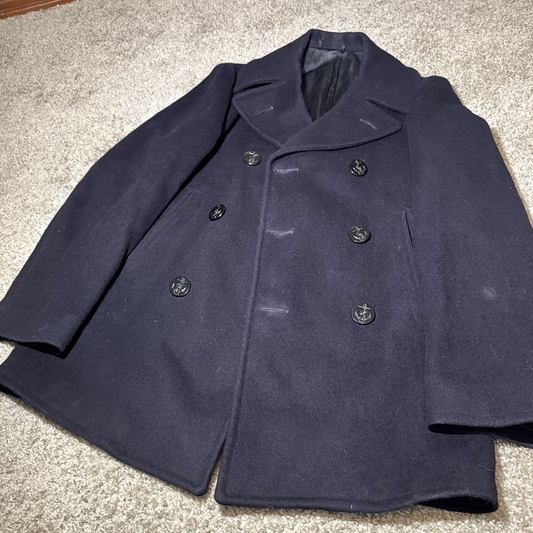 Vintage VINTAGE US Navy Pea Coat Mens 36 100% Wool Trenton Sportswear 1968 Blue Size US XXS / EU 40 - 5 Thumbnail