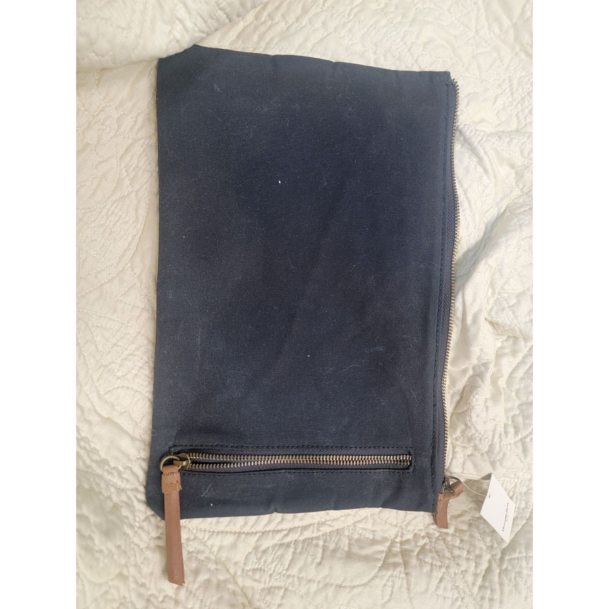 Other Faux Leather & Canvas Zippered Clutch Bag With Dual Compartm Size ONE SIZE - 6 Thumbnail