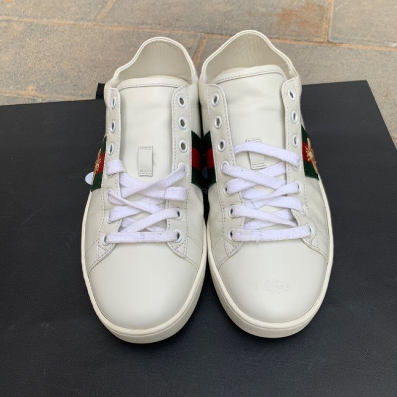 Gucci Gucci Ace Leather Bee Sneakers for Men - Size US 6.5 / EU 39-40 - 4 Thumbnail