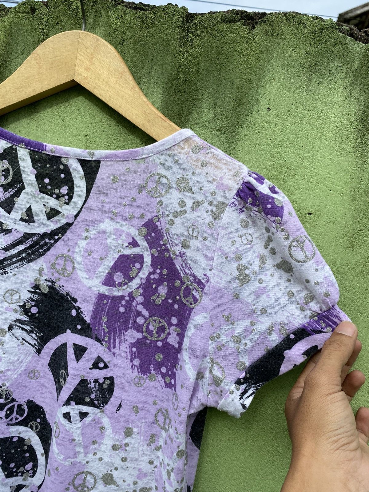 Japanese Brand Selly’s Vintage Purple Peace Tee Dress Y2K Grunge Aesthetic Size M / US 6-8 / IT 42-44 - 11 Thumbnail