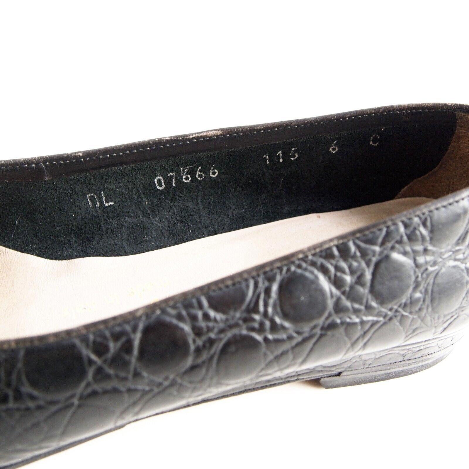 Salvatore Ferragamo Ferragamo Crocodile Flats Black Alligator EU 36 US 6 C Size US 6 / IT 36 - 2 Thumbnail