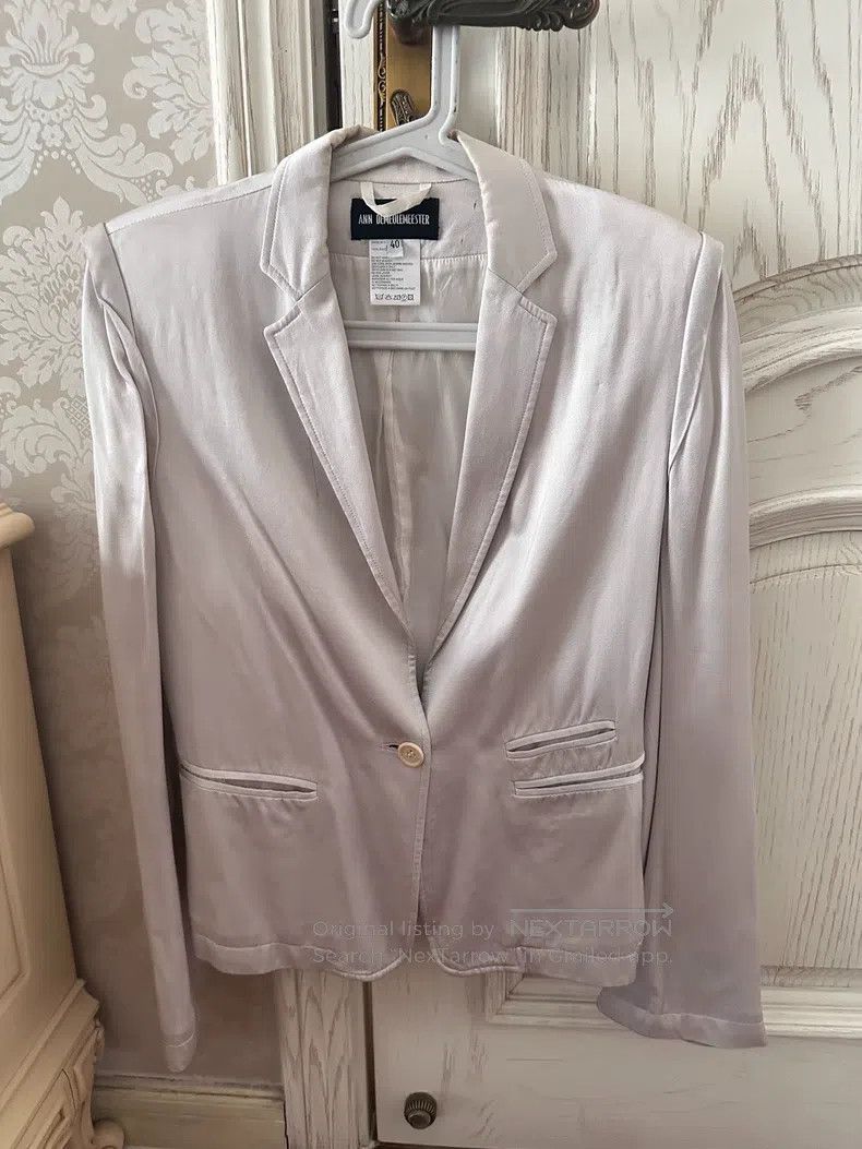 Ann Demeulemeester Ann Demeulemeester Silver White Silk Blazer Size S / US 4 / IT 40 - 1 Thumbnail