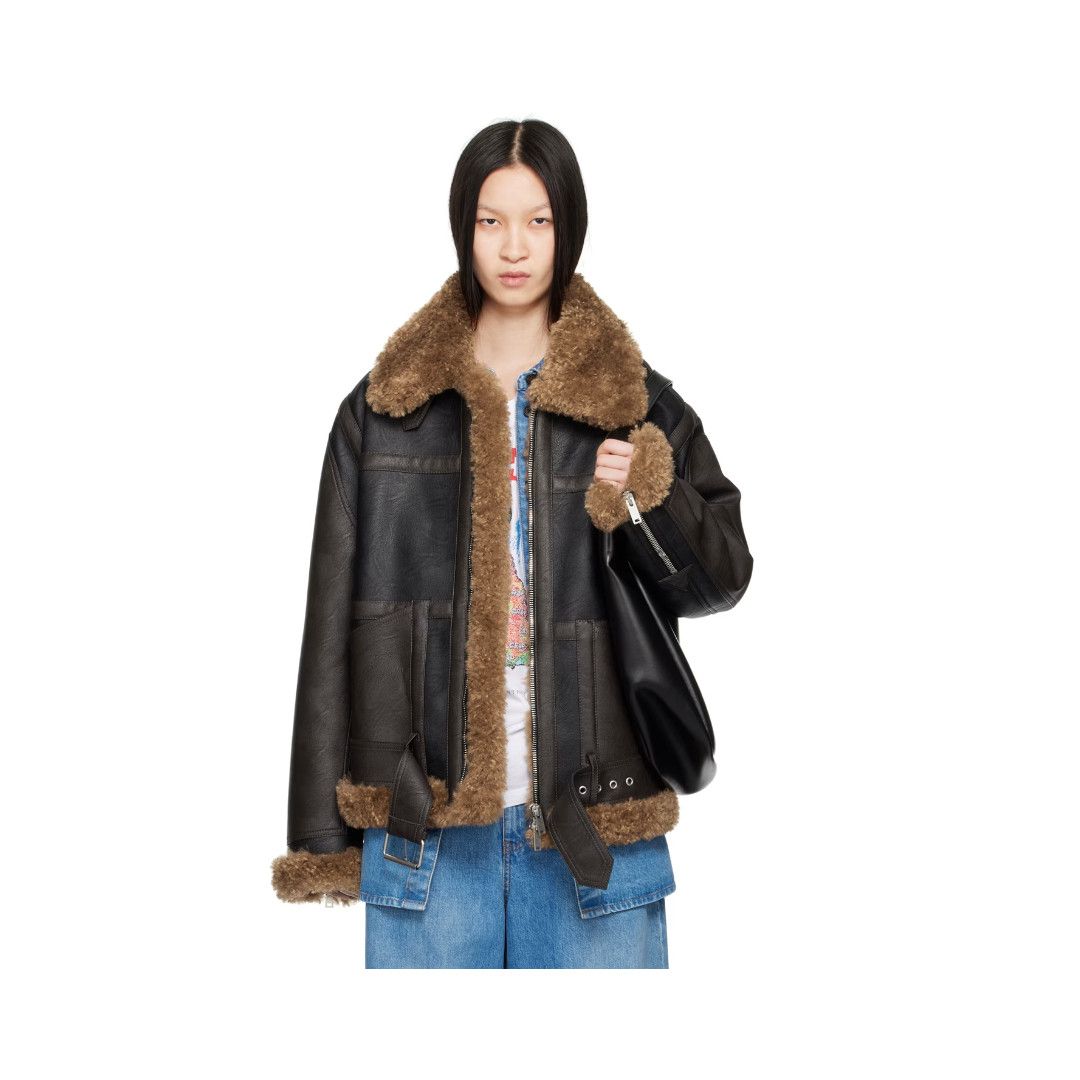 Stella McCartney o1s22i1n1024 Vegan Leather Teddy Biker Jacket Size S / US 4 / IT 40 - 1 Thumbnail
