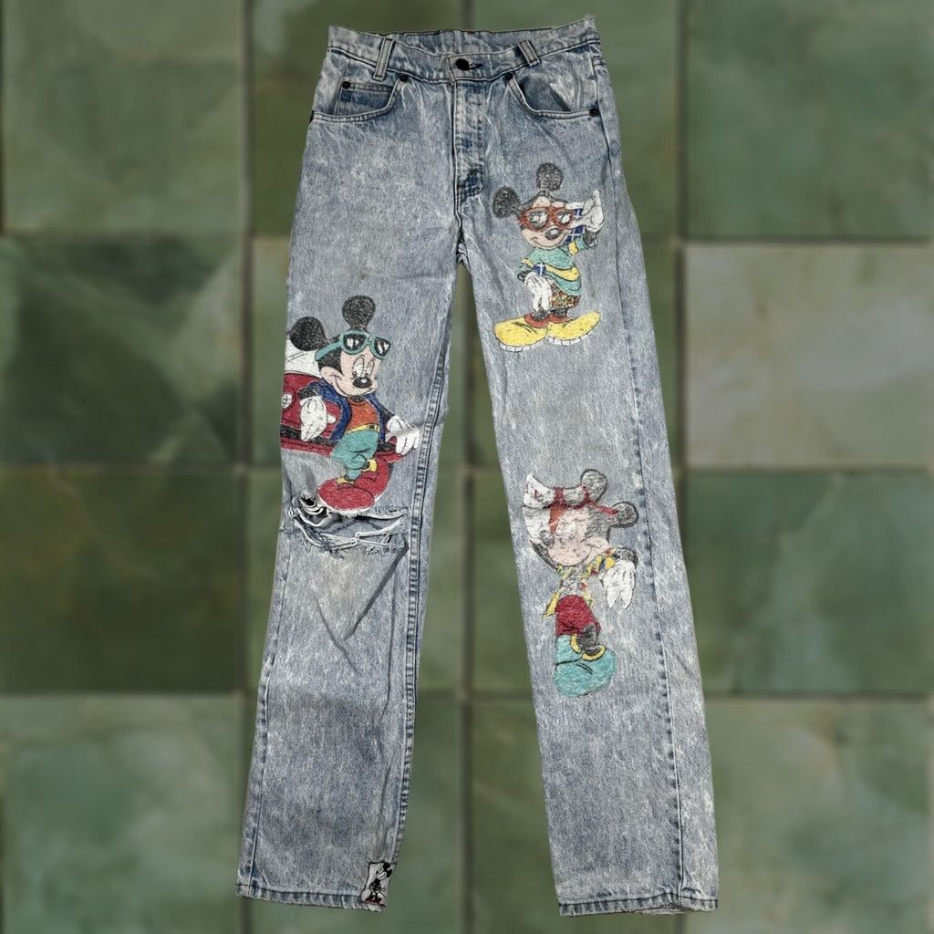 Levi's VINTAGE Levi's Jeans Womens Blue Acid Wash Mickey Disney 90s VTG Read Size 26" / US 2 / IT 38 - 1 Thumbnail
