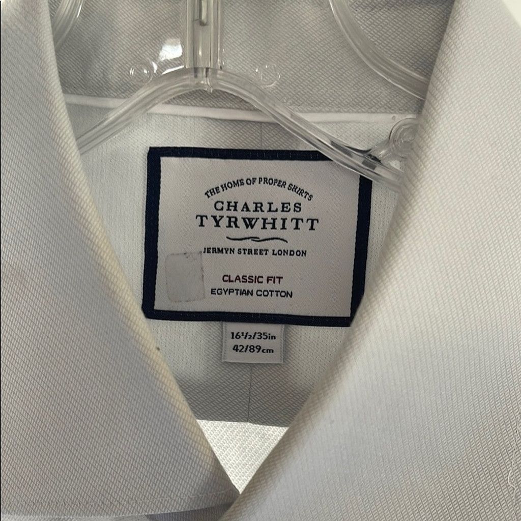 Charles Tyrwhitt Charles Tyrwhitt Men's Light Gray Dress Shirt 42 16 1/2 Used Size 40R - 2 Thumbnail