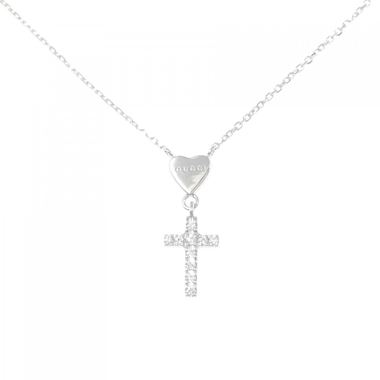 Gucci Gucci Gucci 750 White Gold Cross Diamond Necklace Precious Metal Necklace J8540 DUTY FREE for USA Size ONE SIZE - 1 Thumbnail