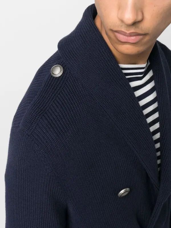 Brunello Cucinelli o1y0526 Cardigan in Midnight Blue Size US M / EU 48-50 / 2 - 2 Thumbnail