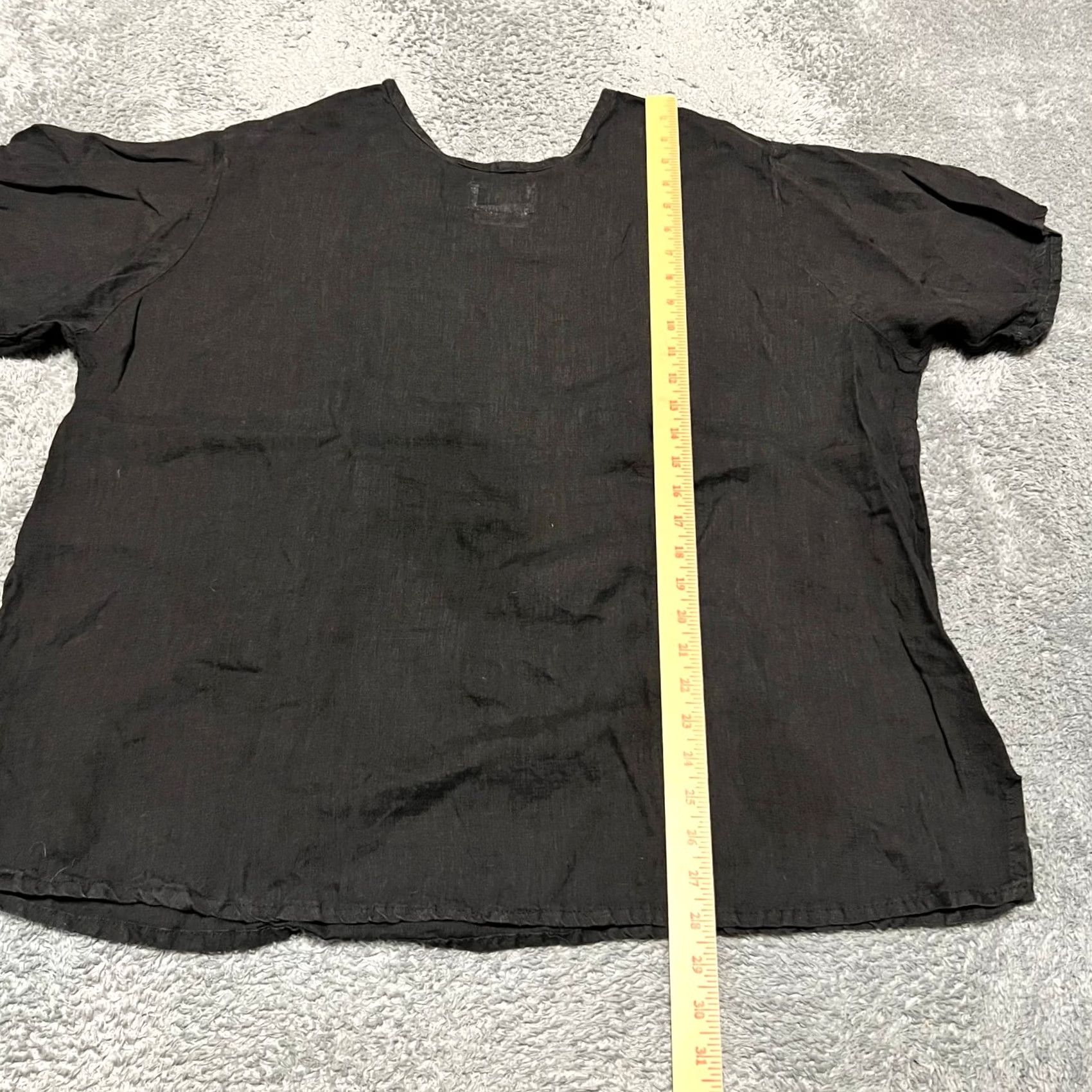 FLAX Flax Linen Shirt Womens Large Black Baggy Ahort Sleeve Size L / US 10 / IT 46 - 5 Thumbnail