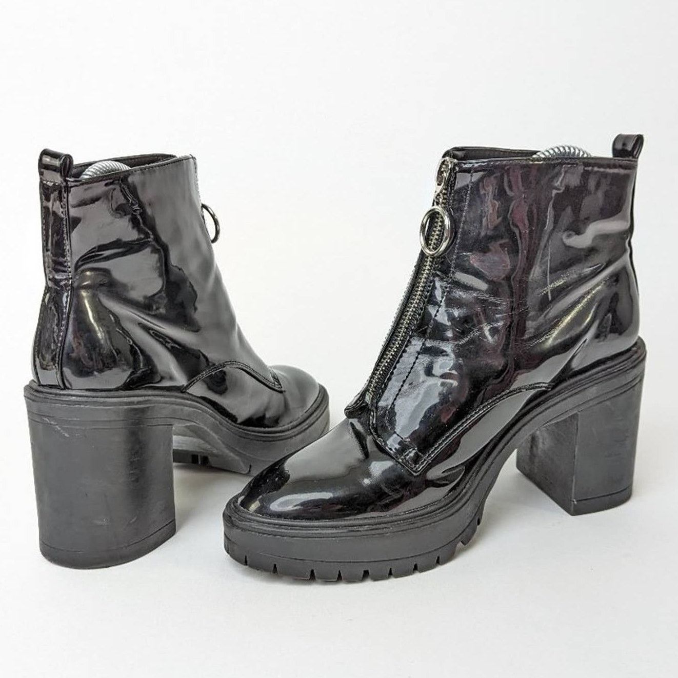 Forever 21 Goth High Heel Platform Chunky Vinyl Boots - 6 Size US 6 / IT 36 - 3 Thumbnail