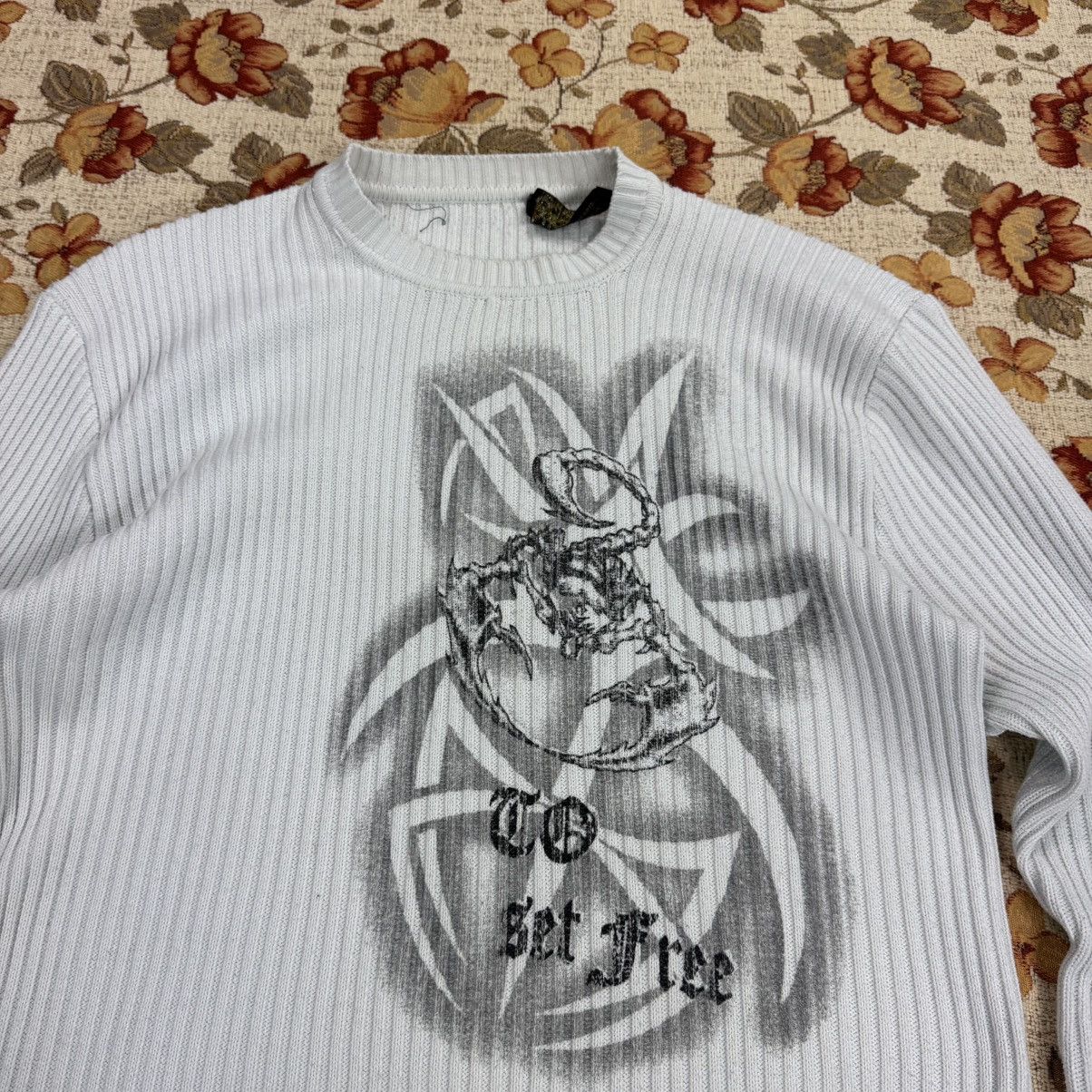 Japanese Brand Japanese Scorpion print 3D Knit White y2k tribal swag drip Size US L / EU 52-54 / 3 - 8 Thumbnail