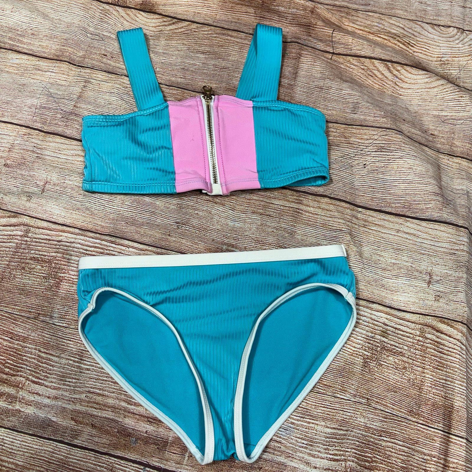 Other Justice Blue and Pink Ribbed Bikini Set Medium Size ONE SIZE - 1 Thumbnail