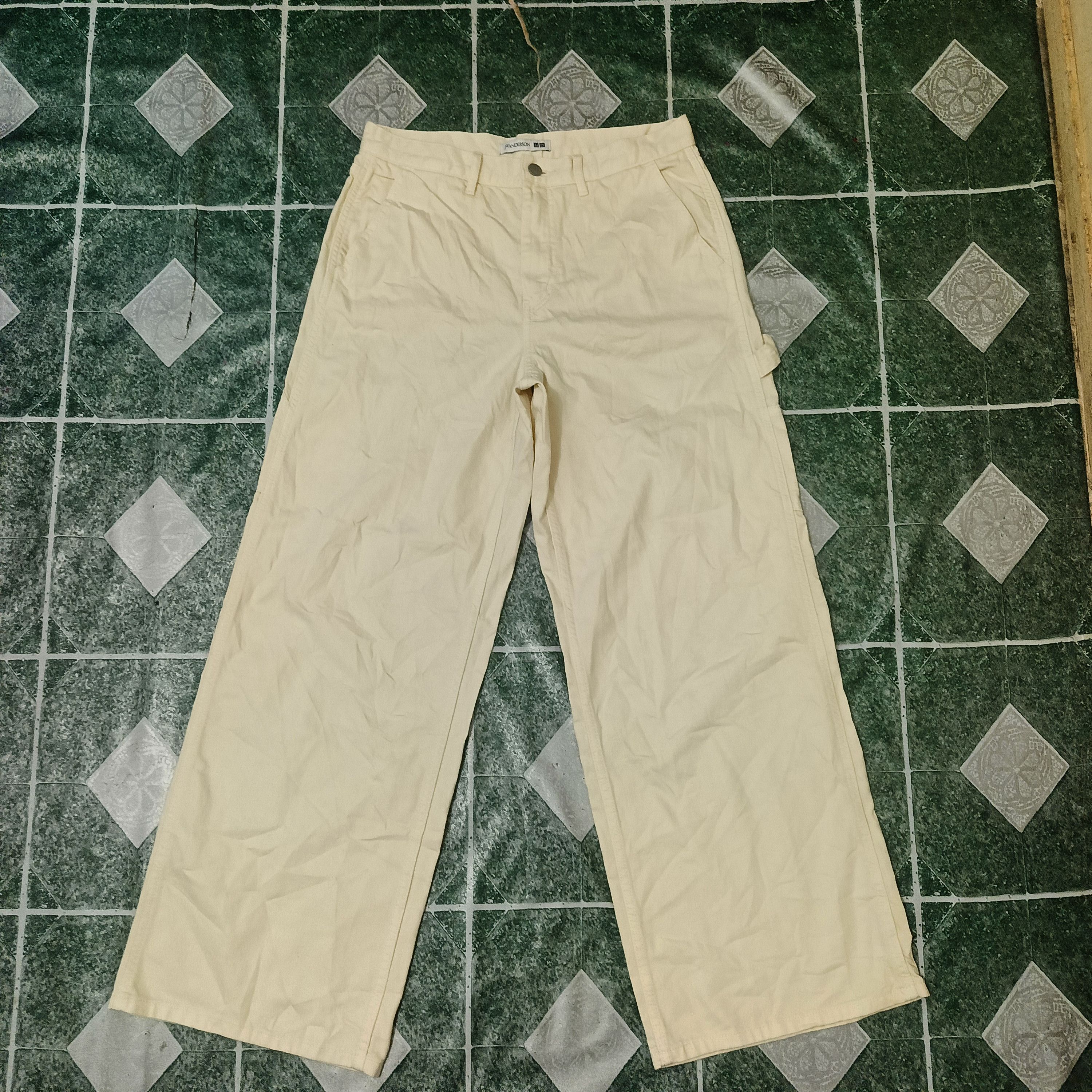 image of J W Anderson x Uniqlo Jw Anderson Uniqlo Baggy Workwear Pants in Cream, Men's (Size 30)