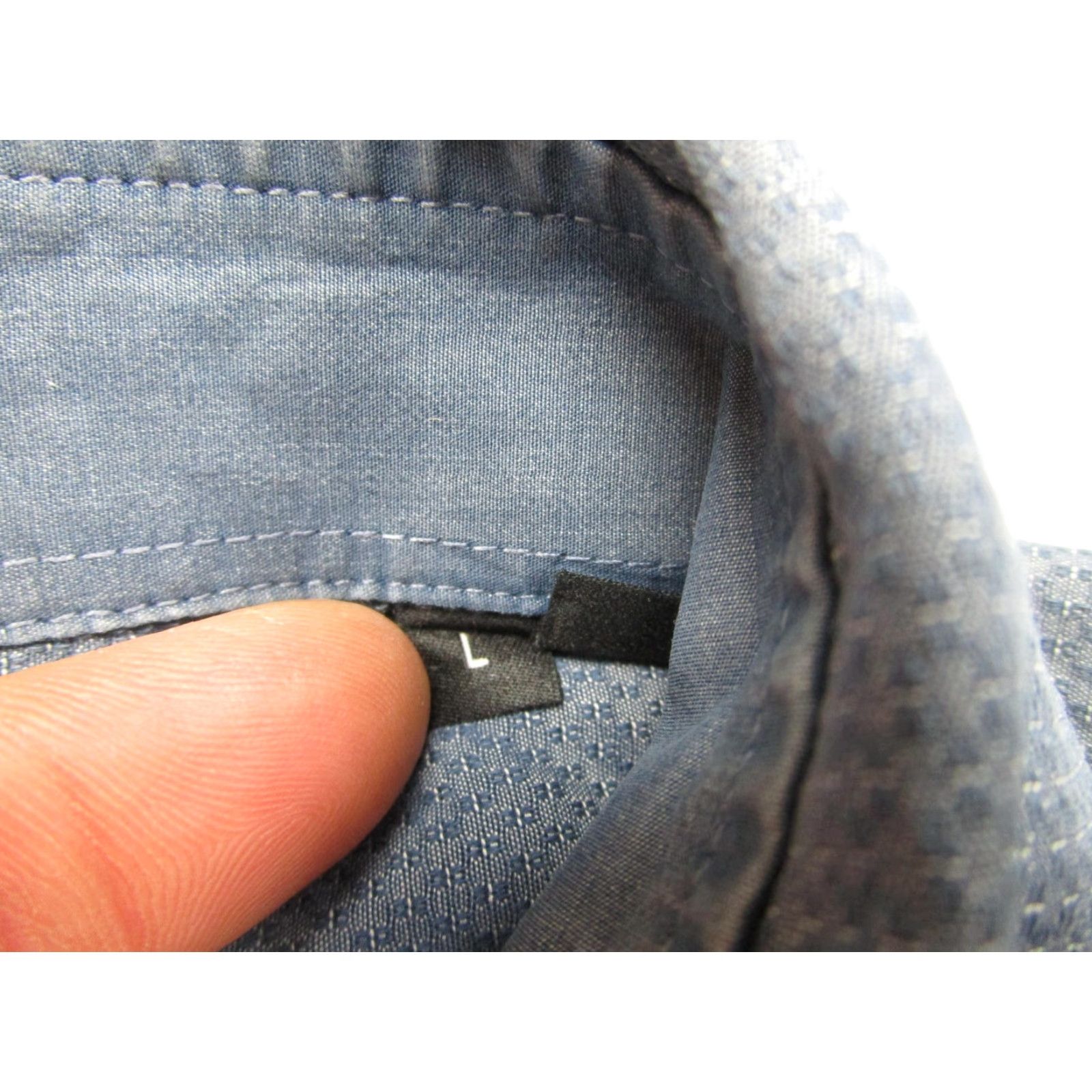 Hugo Boss Hugo Boss Shirt Mens Large Blue Regular Fit Lukas_1F Geometric Dress Long Sleeve Size 42R - 7 Thumbnail