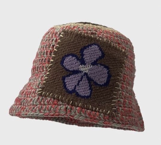 Japanese Brand Outdoor retro floral knitted tulip hat bucket hat Size ONE SIZE - 3 Thumbnail