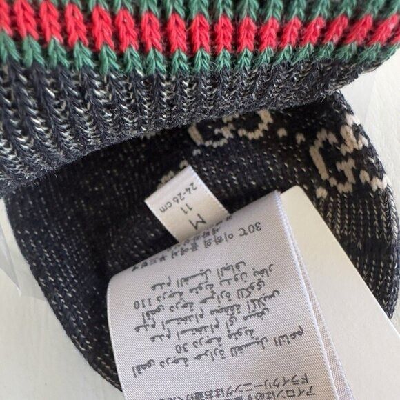 Gucci NWT GUCCI SOCKS Black GG LOGO Wool Sz M Web Size ONE SIZE - 4 Thumbnail