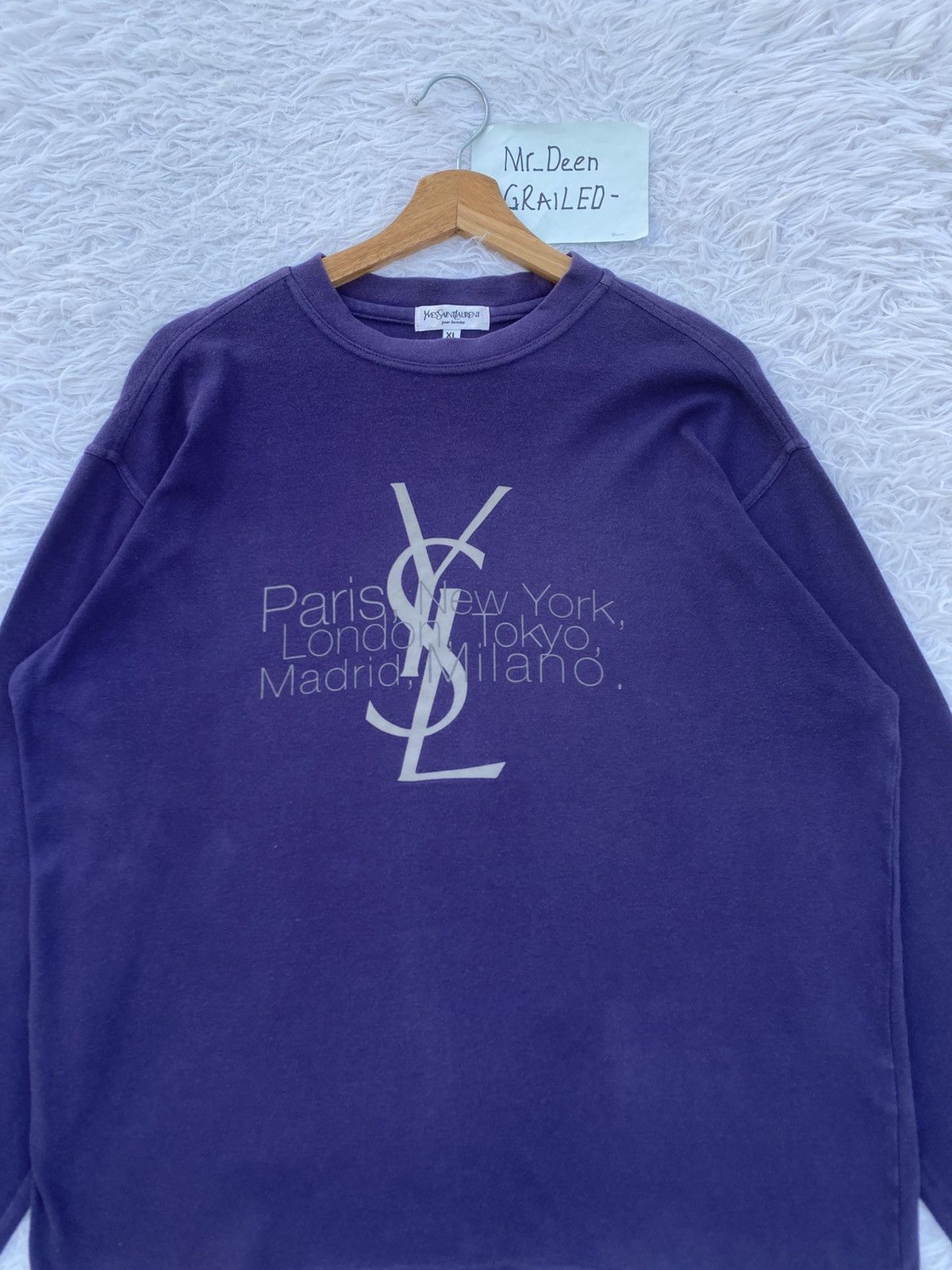 Yves Saint Laurent Rare Vintage Yves Saint Laurent Big Logo Longsleeve Shirt Size US L / EU 52-54 / 3 - 7 Thumbnail