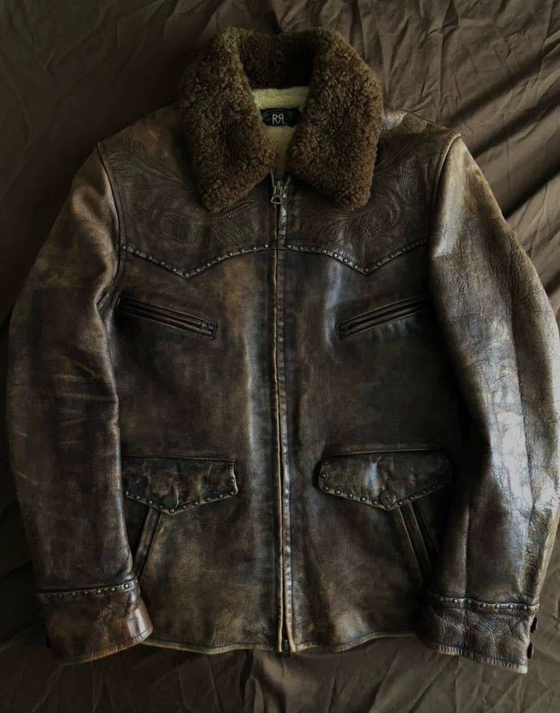 RRL Ralph Lauren RRL Ralph Lauren Western retro embroidery vintage men's le Size US XL / EU 56 / 4 - 9 Thumbnail