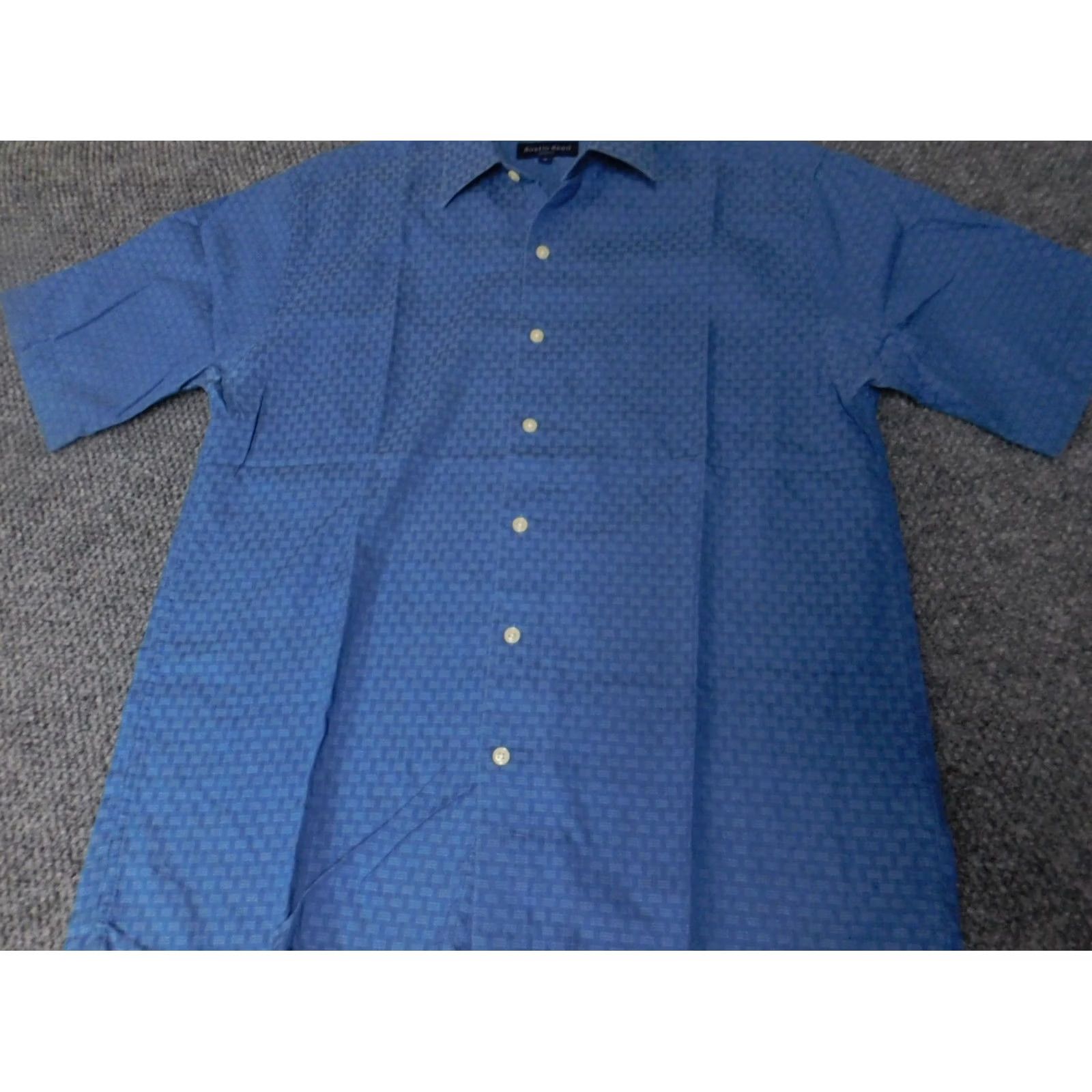 Austin Reed Austin Reed Mens Shirt Medium Blue Button-Down Knit Cotton Long Sleeve Slimming Pockets Regular Logo Button-Up Collared Size US M / EU 48-50 / 2 - 2 Thumbnail