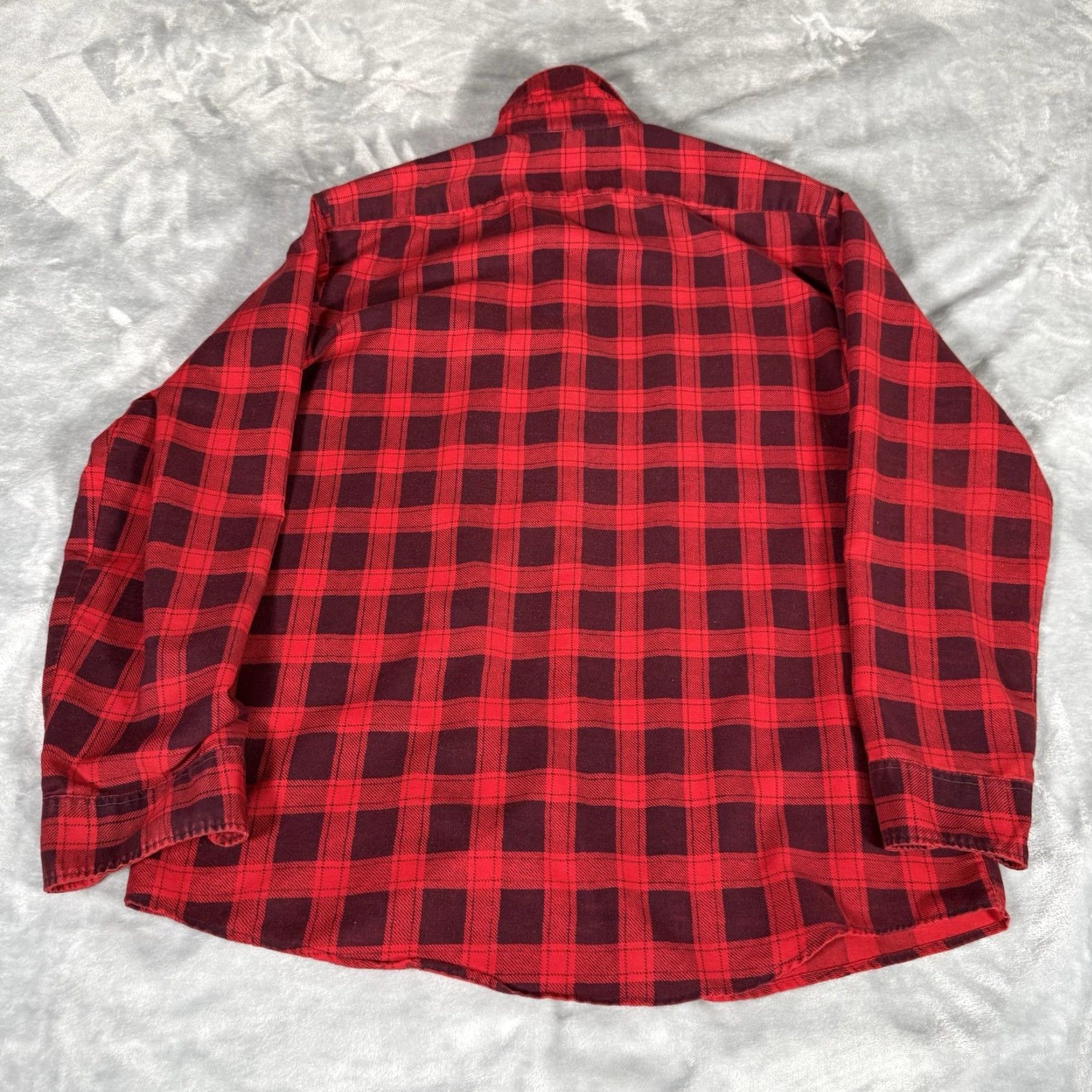 Sears VINTAGE Sears Fieldmaster Flannel Shirt Mens LT Red 80s Lightweight Button-Up Casual Plaid Long Sleeve Cotton Polyester Big & Tall Size US L / EU 52-54 / 3 - 6 Thumbnail