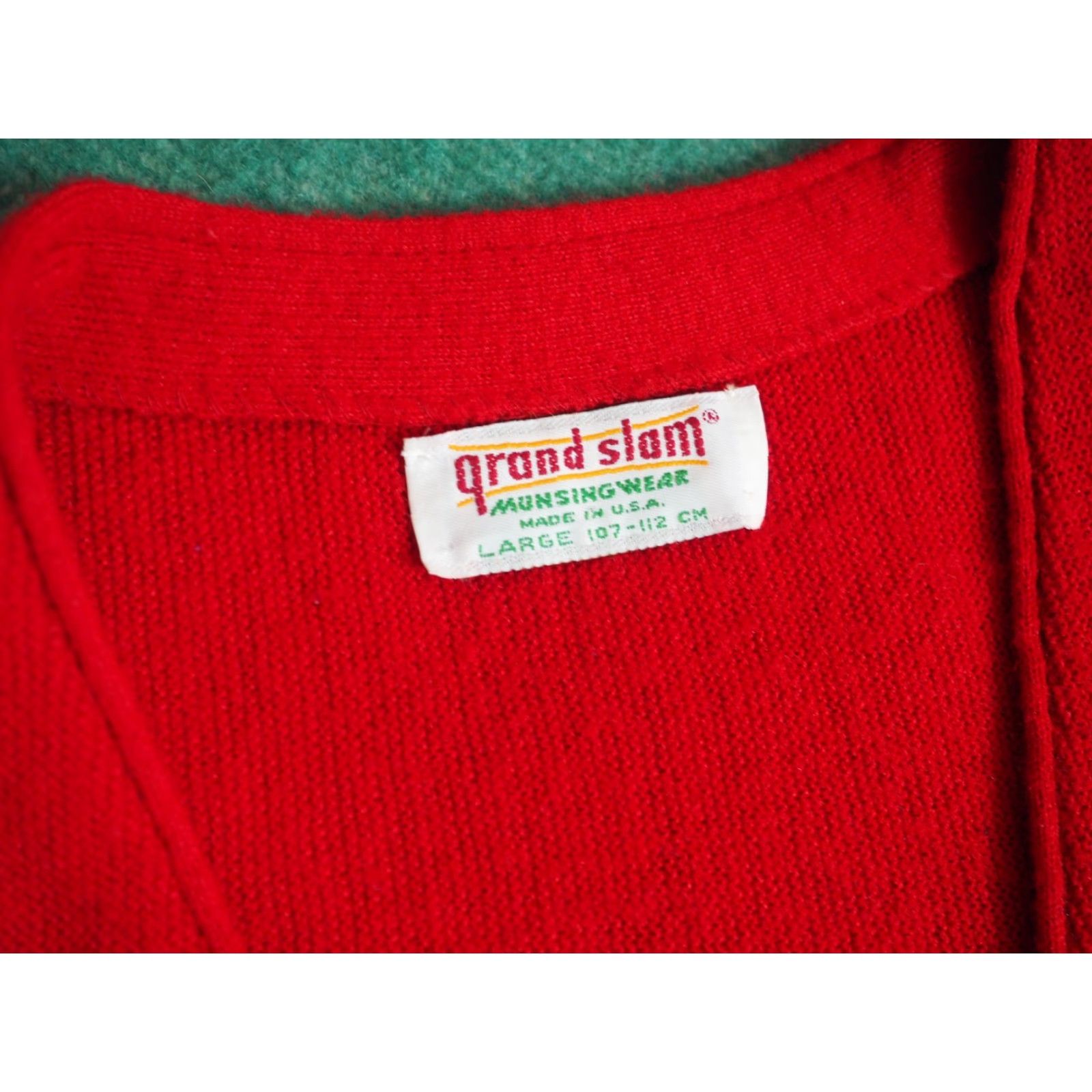 Vintage VTG 70s Munsingwear Grand Slam Penguin Red Wool Blend Cardigan Sweater Mens L Size US L / EU 52-54 / 3 - 3 Thumbnail